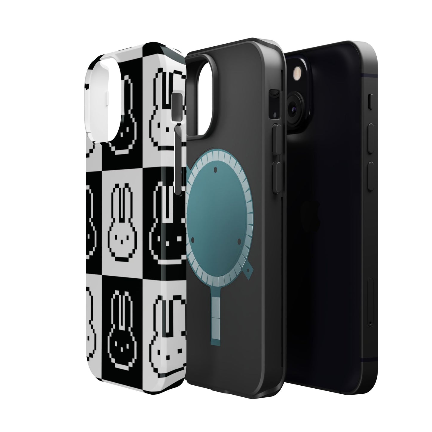 Black and White Retro Bunny MagSafe iPhone Case