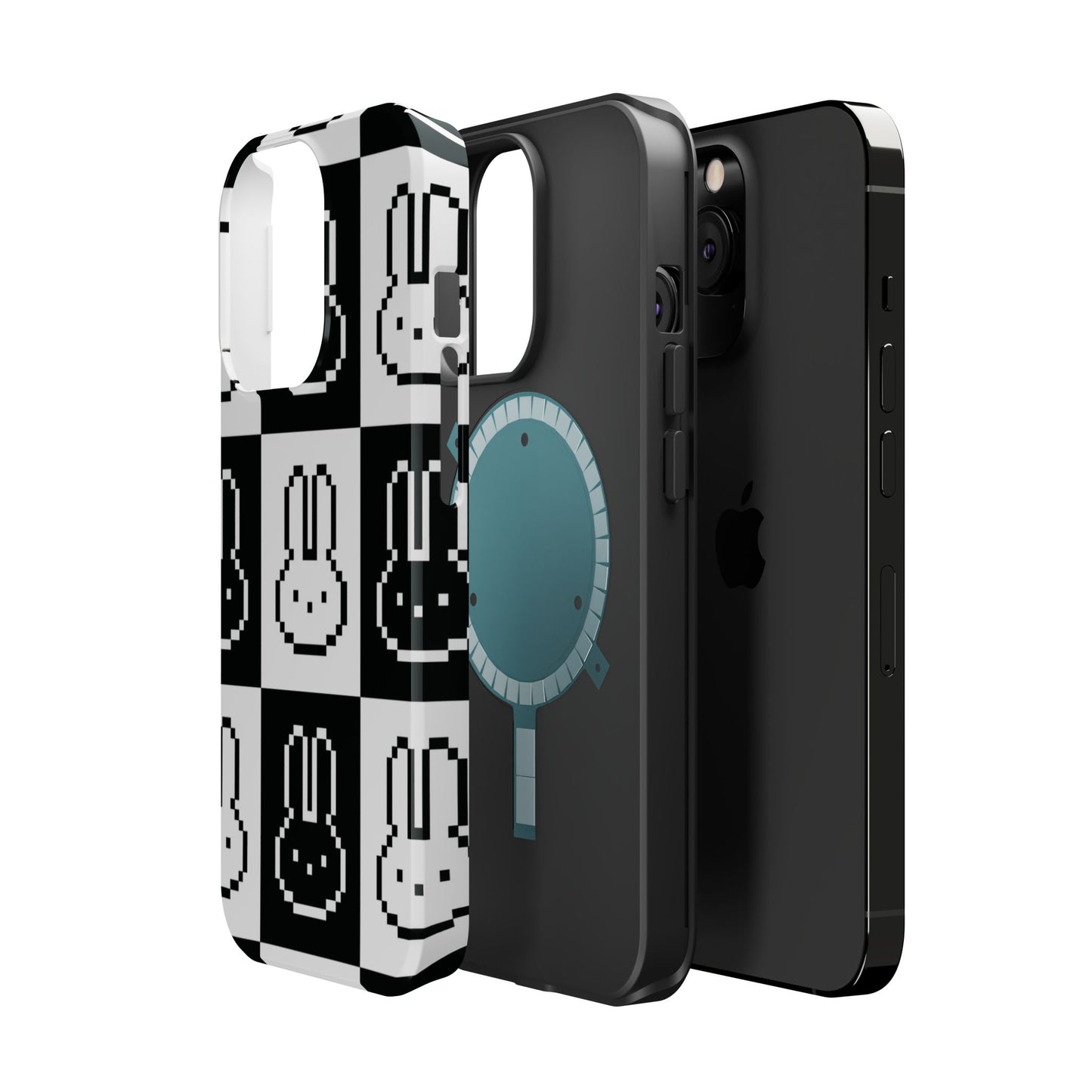 Black and White Retro Bunny MagSafe iPhone Case