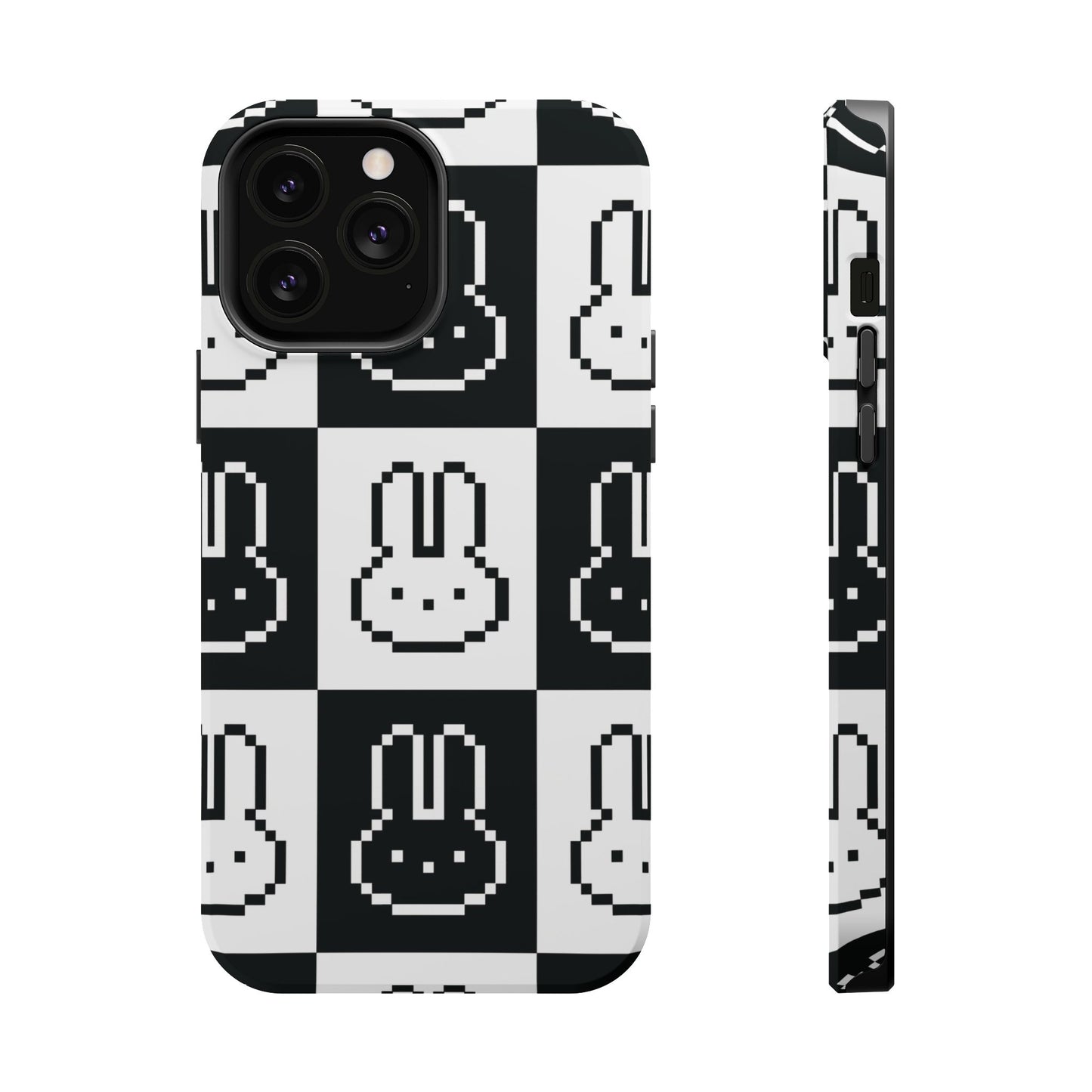 Black and White Retro Bunny MagSafe iPhone Case