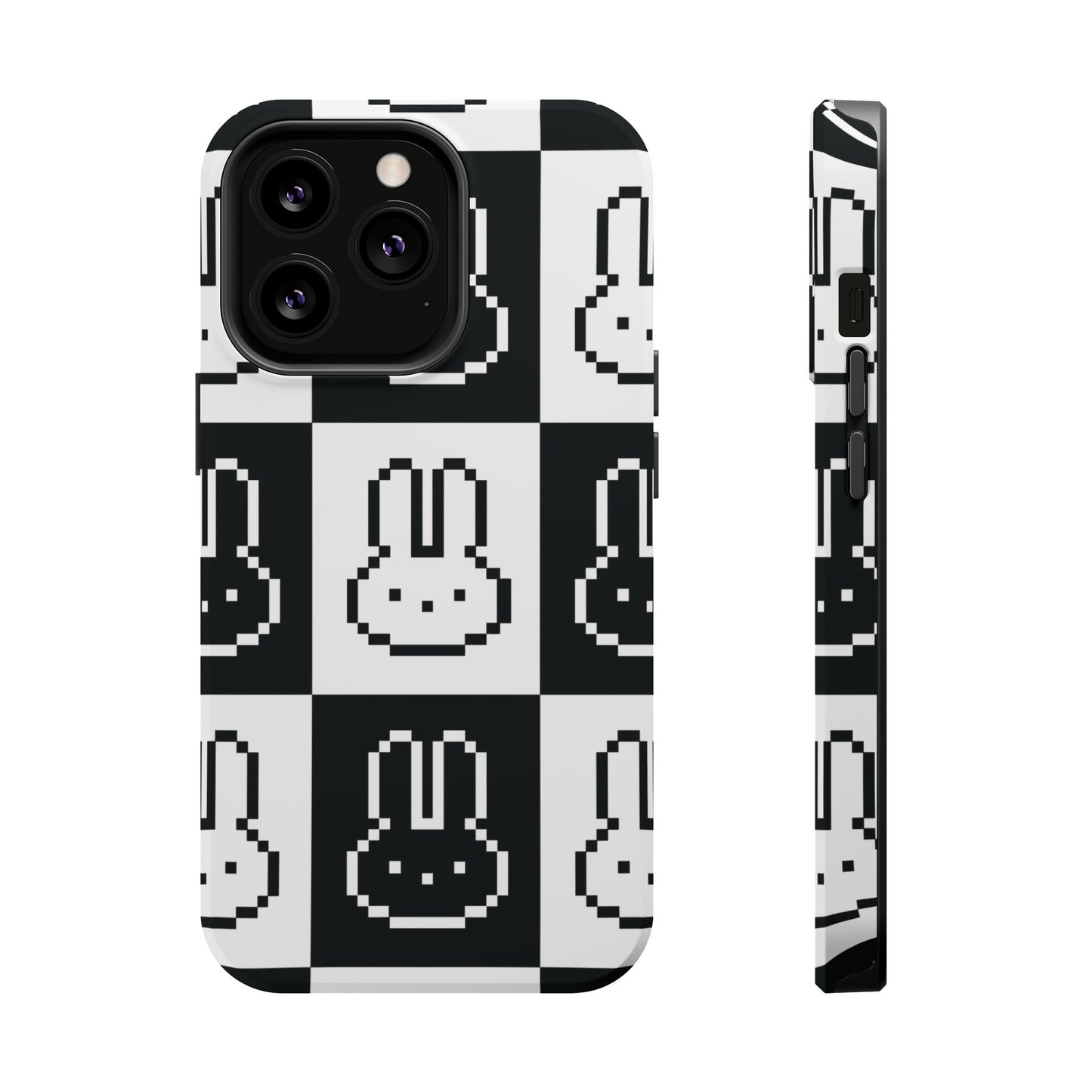 Black and White Retro Bunny MagSafe iPhone Case