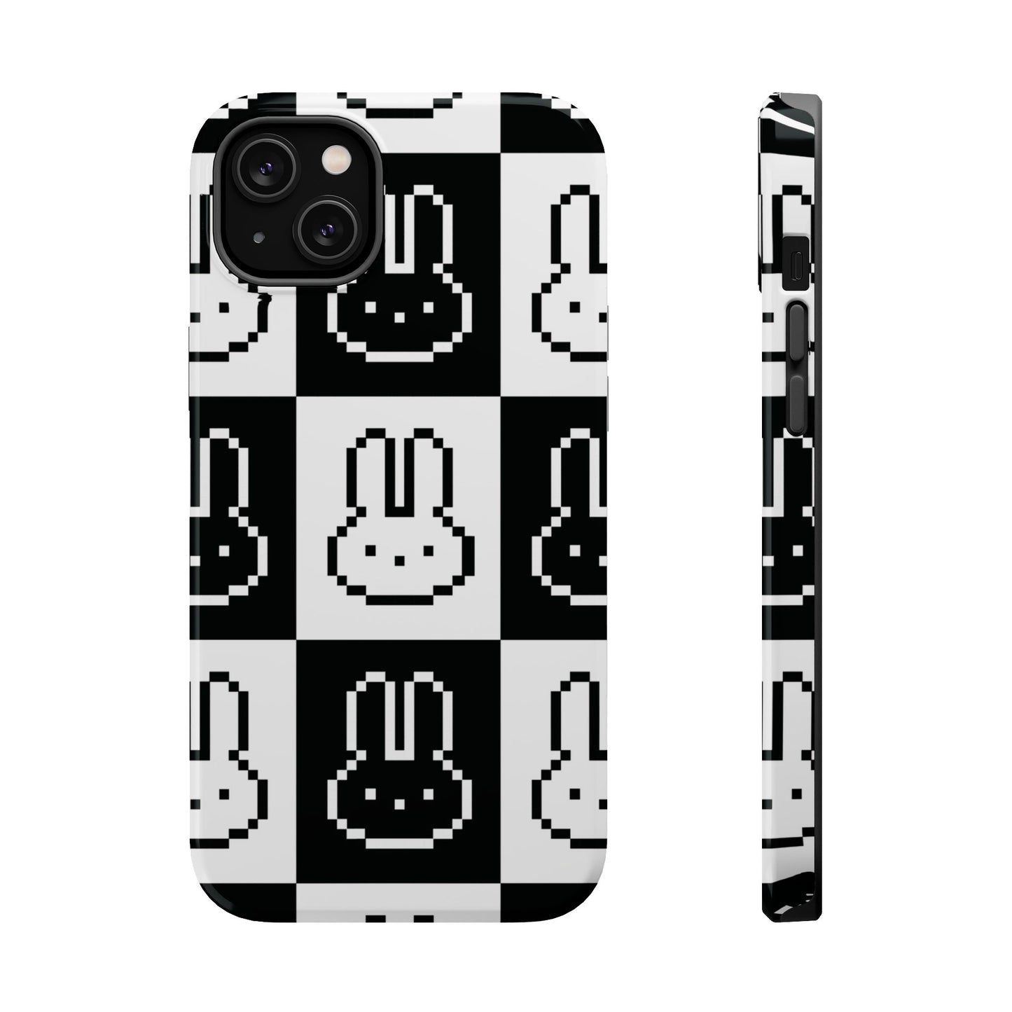Black and White Retro Bunny MagSafe iPhone Case