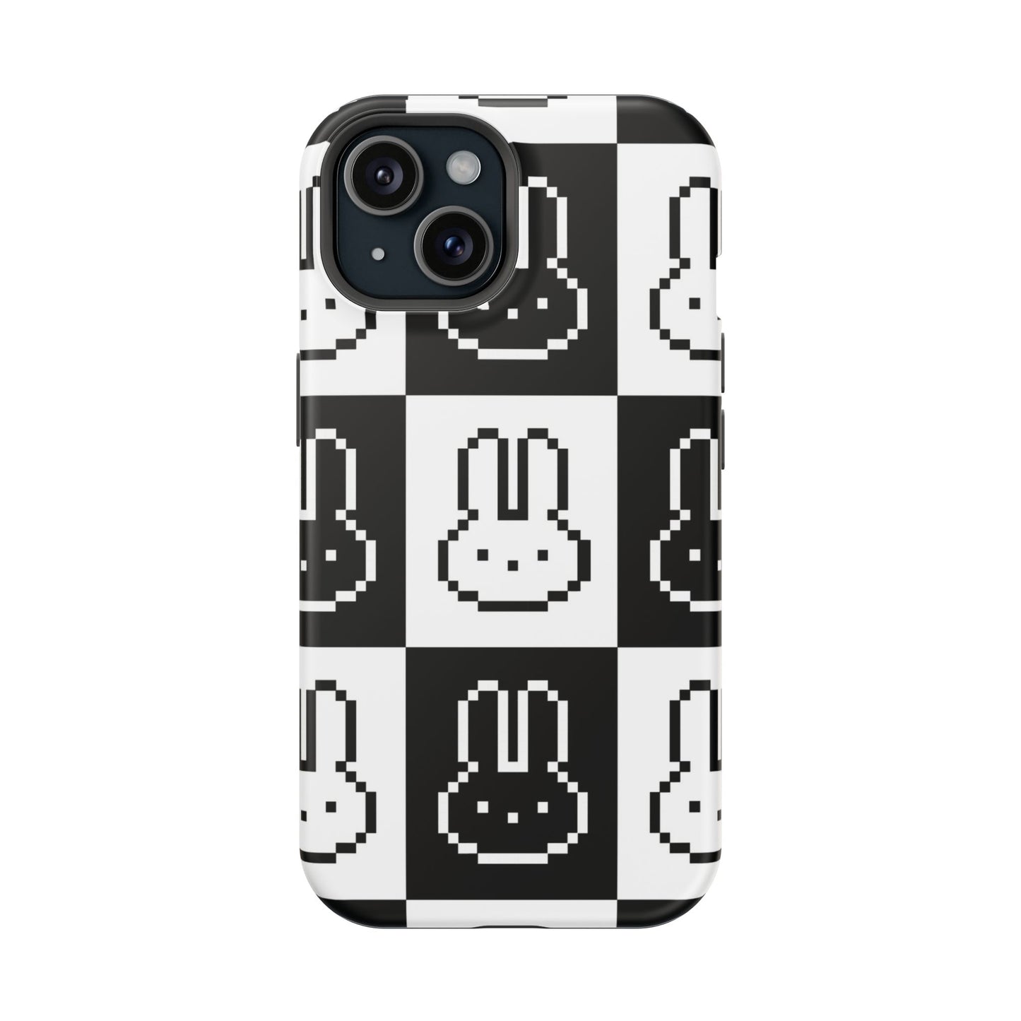 Black and White Retro Bunny MagSafe iPhone Case