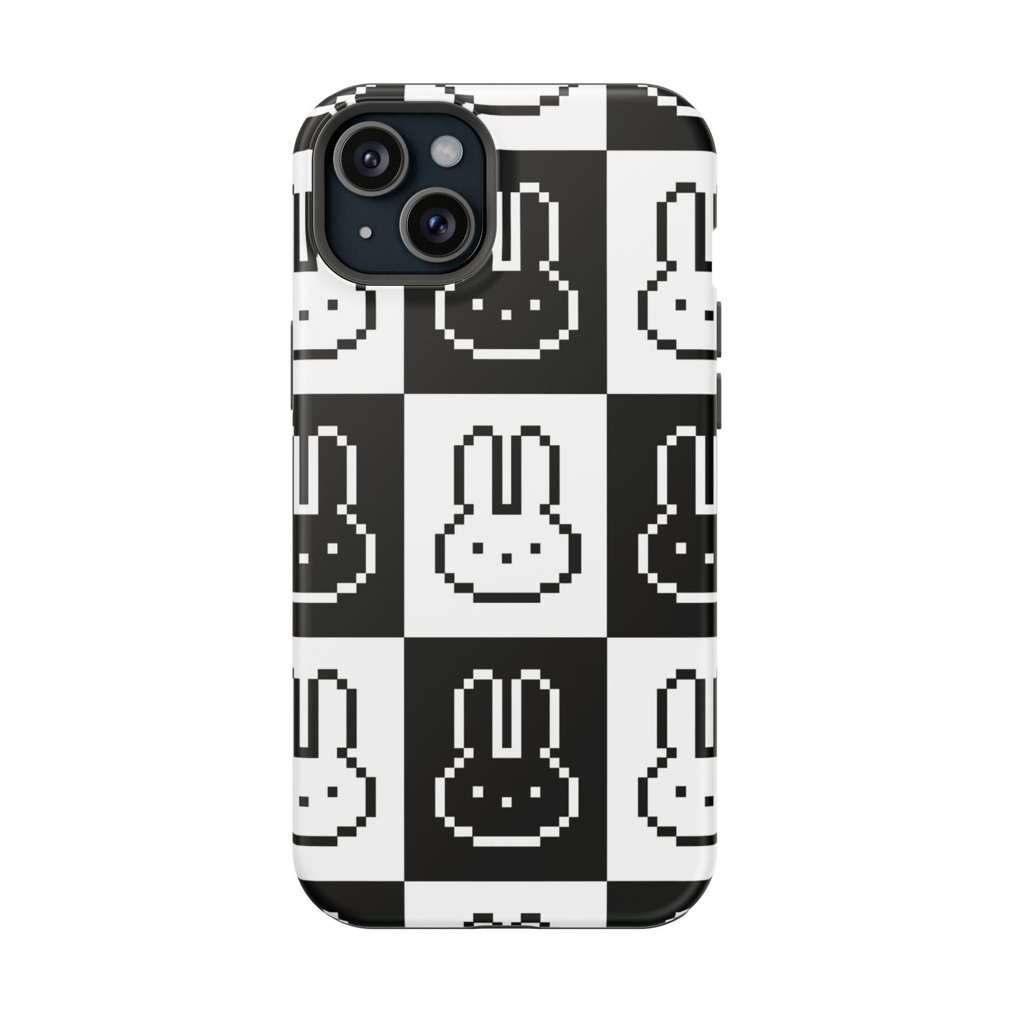 Black and White Retro Bunny MagSafe iPhone Case