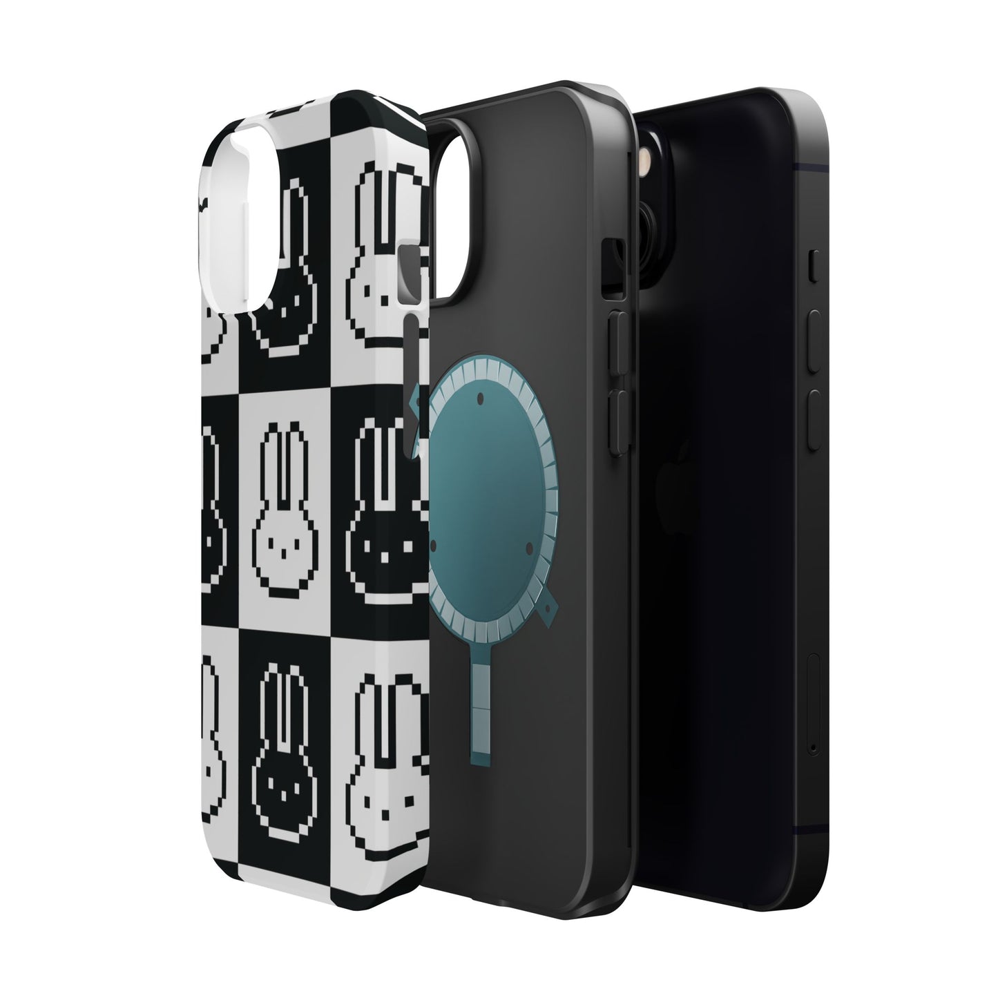 Black and White Retro Bunny MagSafe iPhone Case