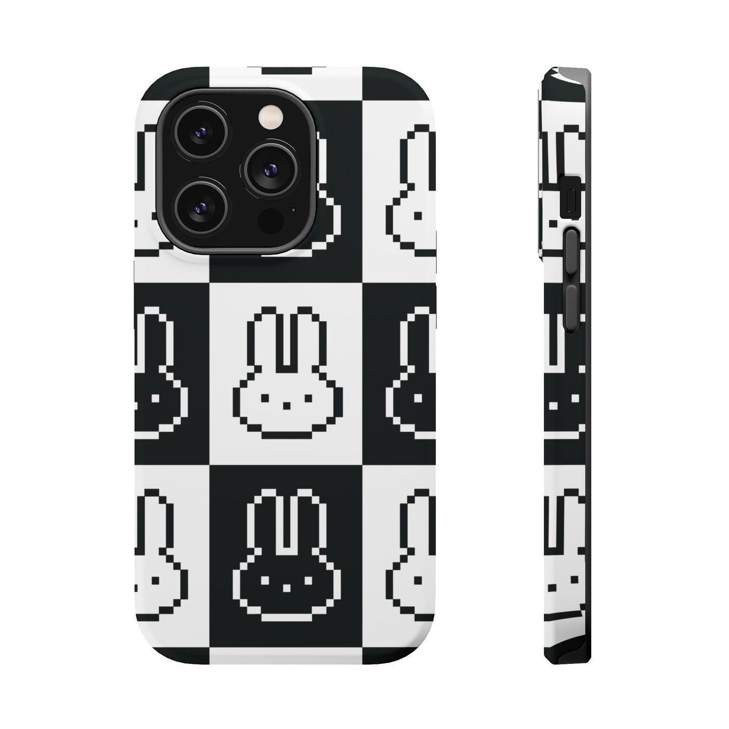 Black and White Retro Bunny MagSafe iPhone Case