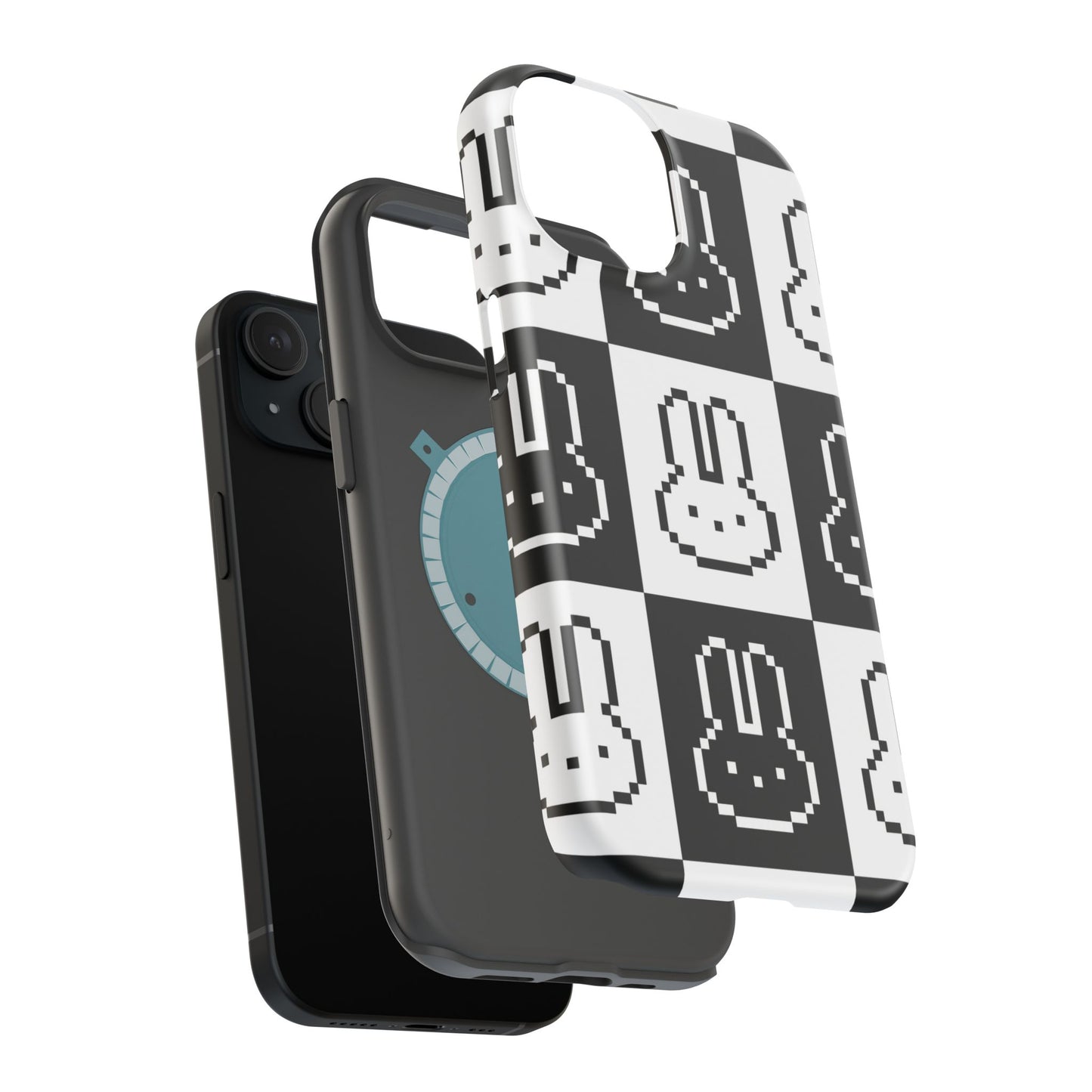 Black and White Retro Bunny MagSafe iPhone Case
