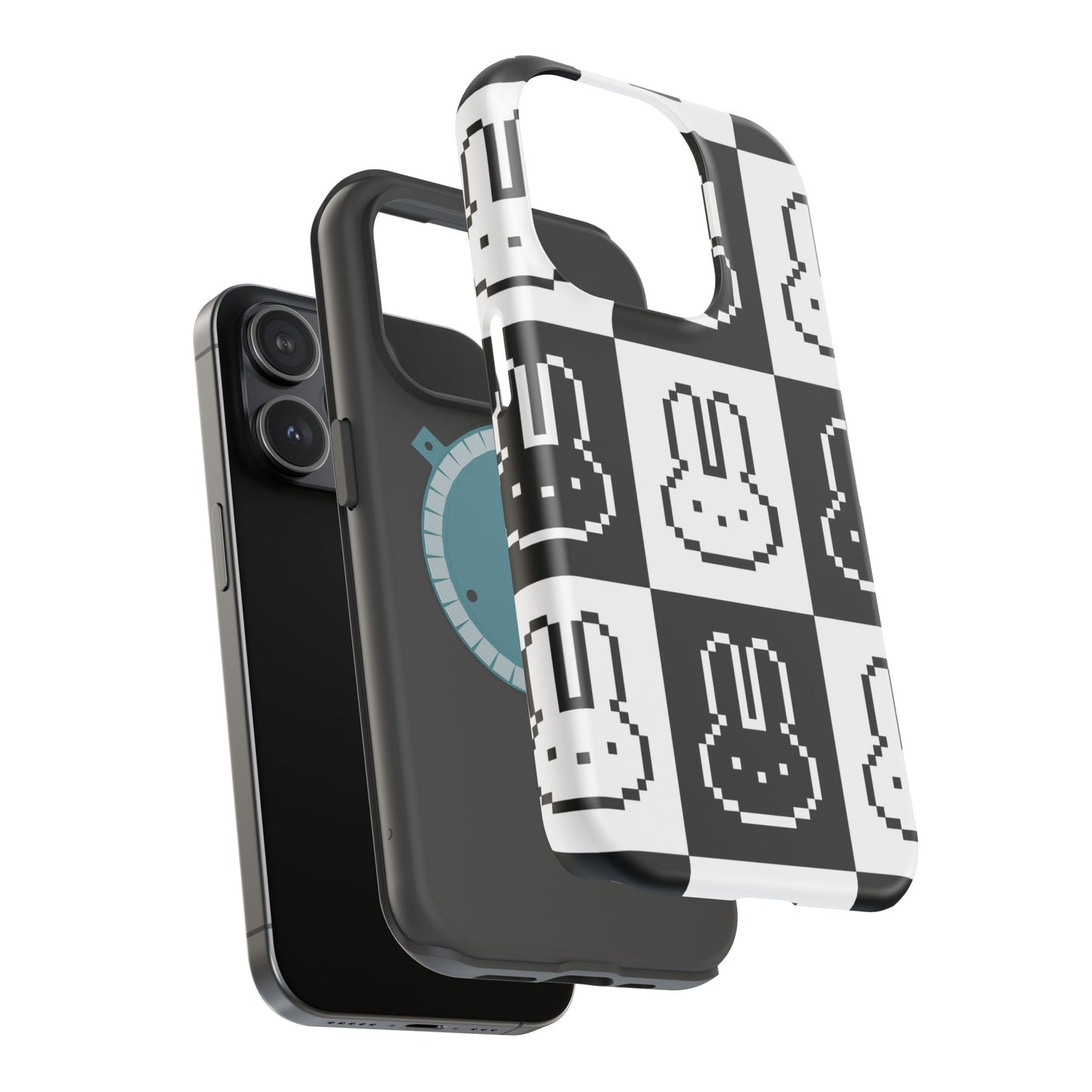 Black and White Retro Bunny MagSafe iPhone Case