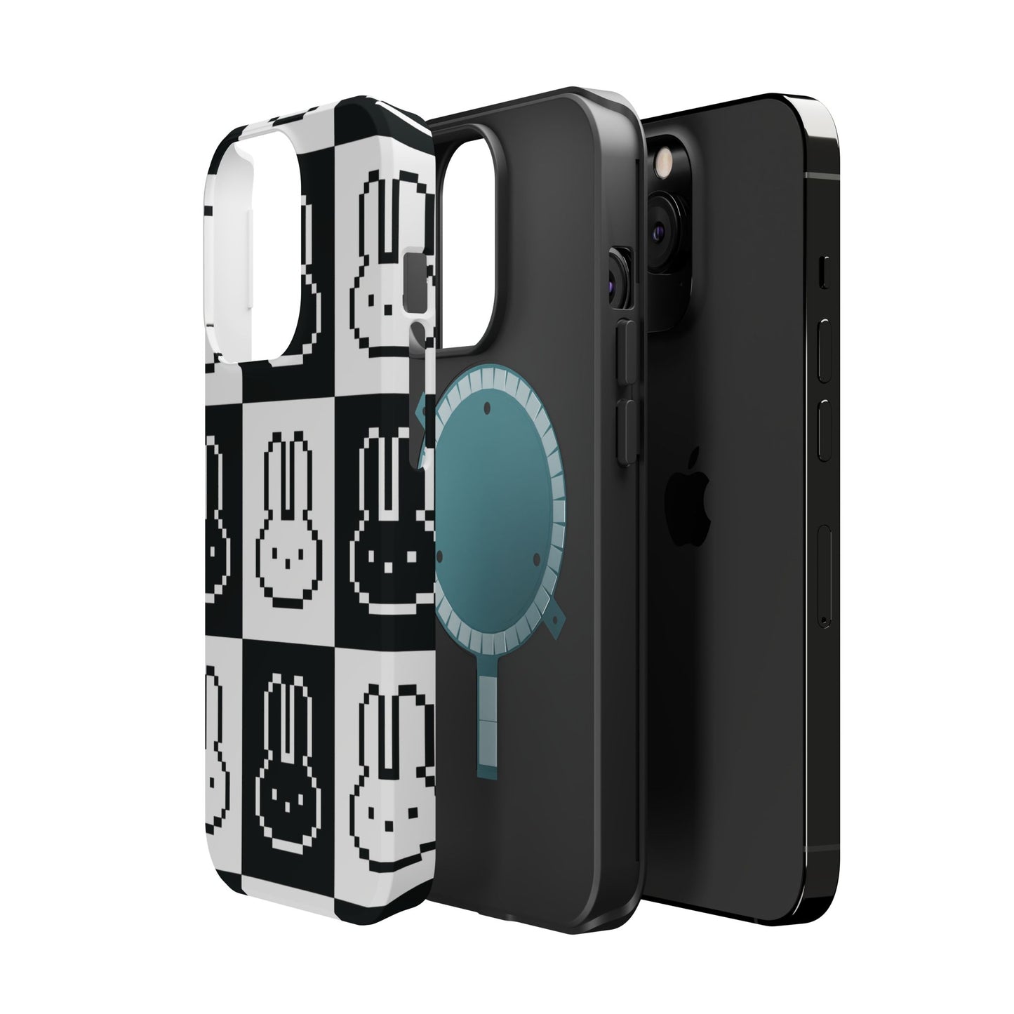 Black and White Retro Bunny MagSafe iPhone Case