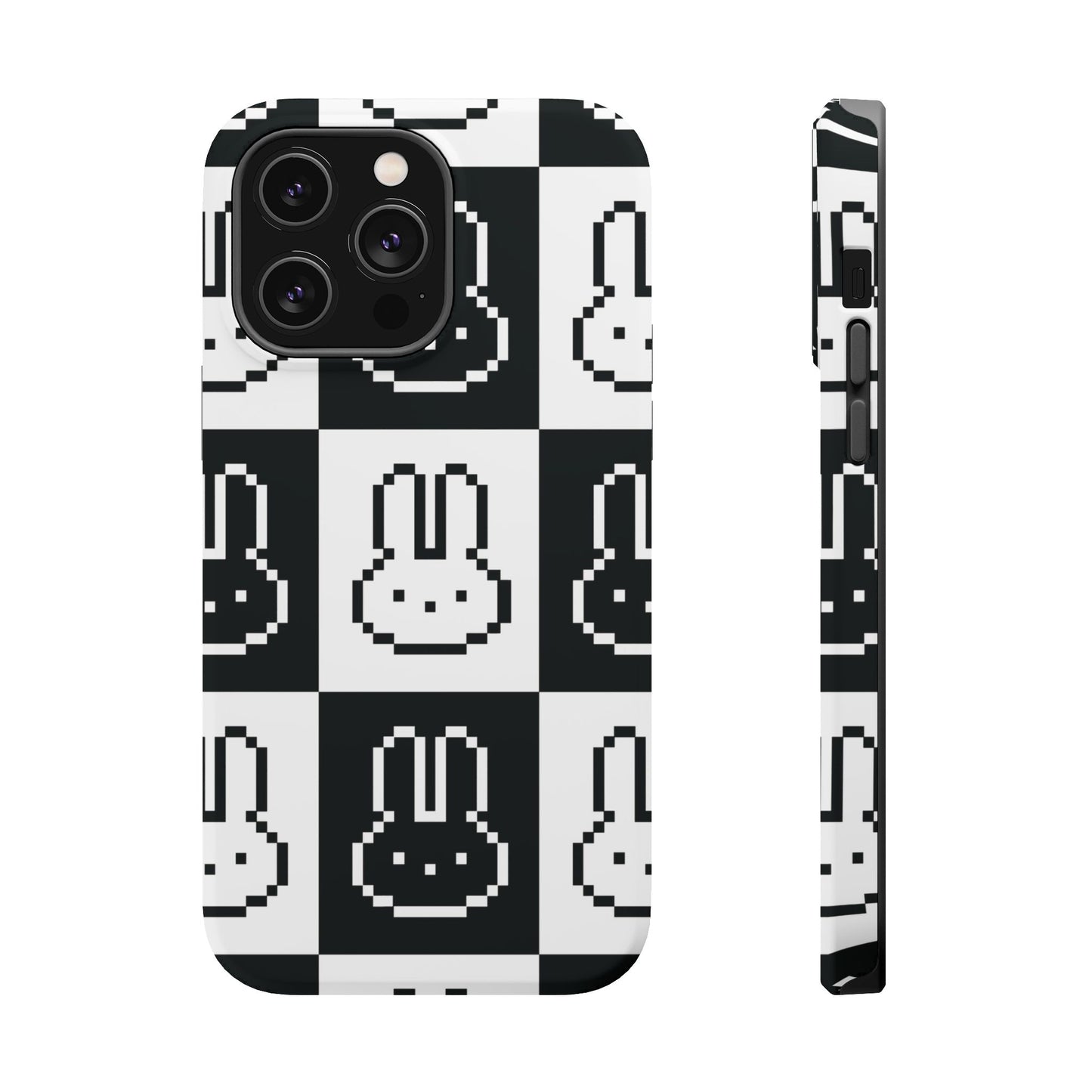 Black and White Retro Bunny MagSafe iPhone Case
