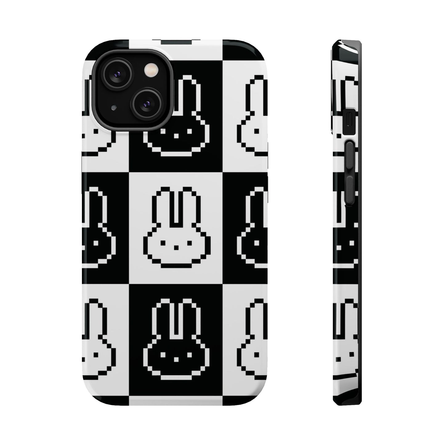 Black and White Retro Bunny MagSafe iPhone Case