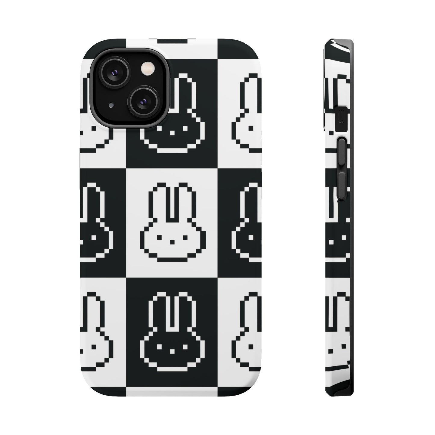 Black and White Retro Bunny MagSafe iPhone Case