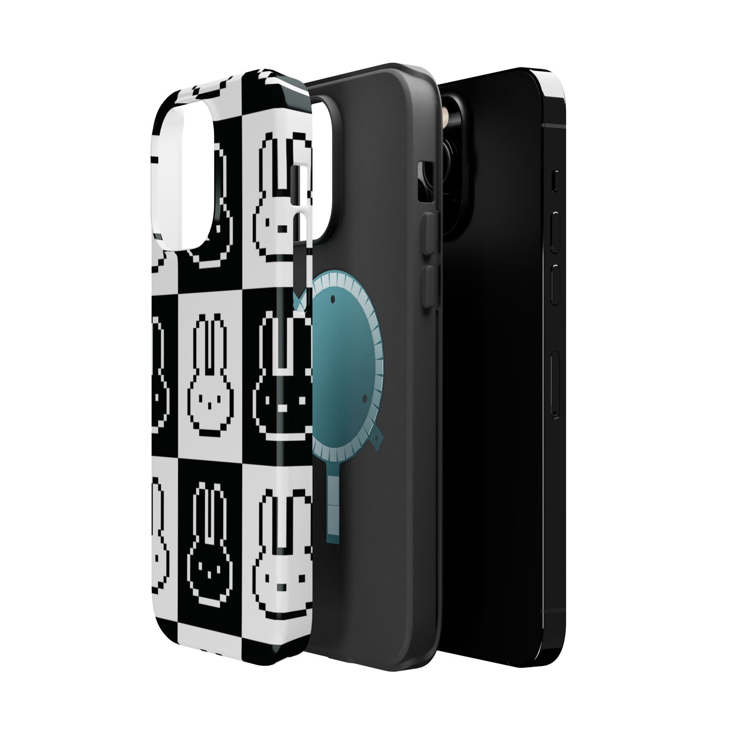 Black and White Retro Bunny MagSafe iPhone Case
