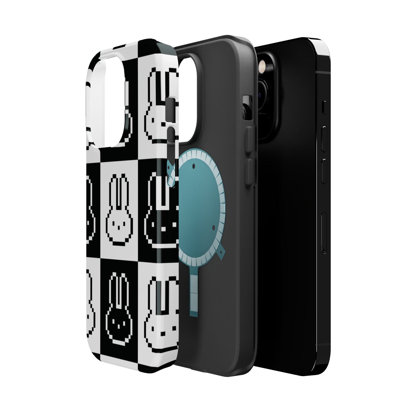 Black and White Retro Bunny MagSafe iPhone Case