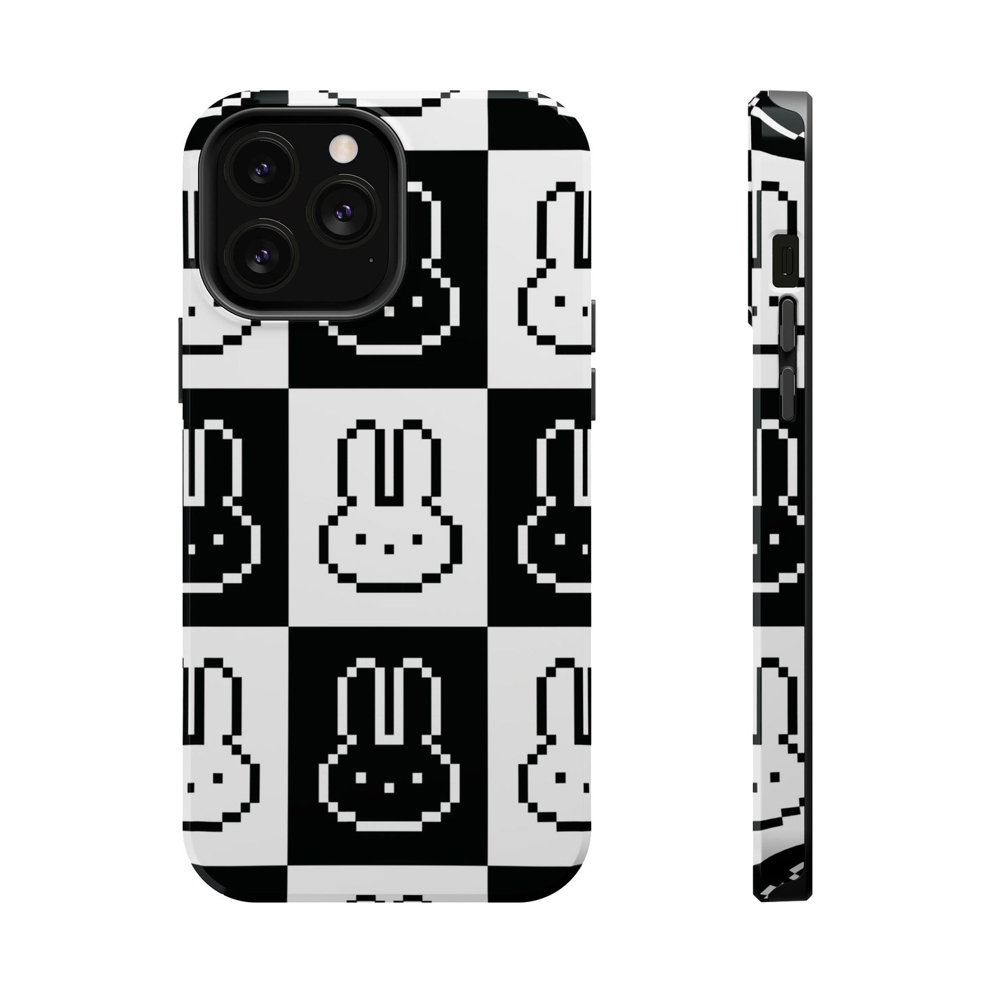 Black and White Retro Bunny MagSafe iPhone Case