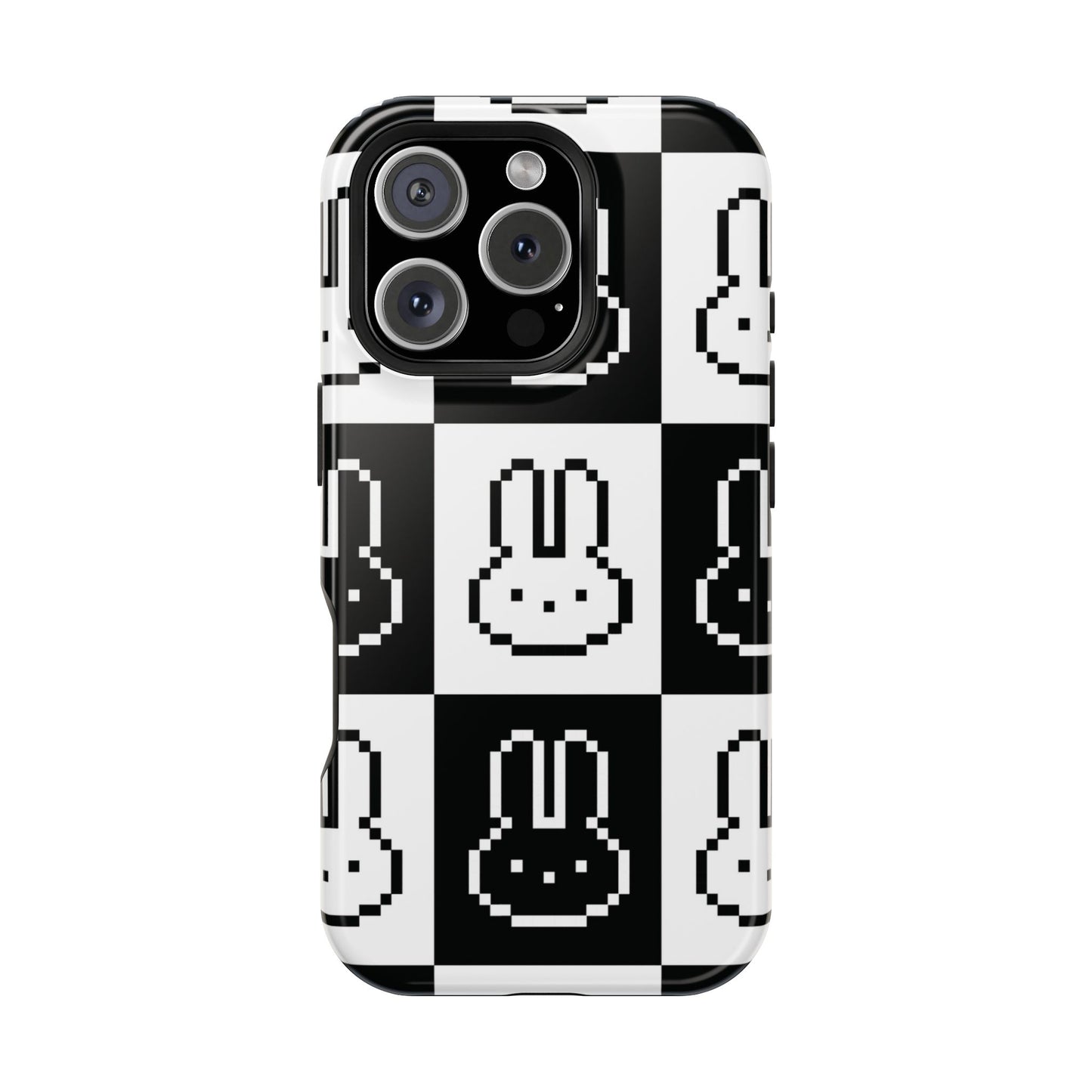 Black and White Retro Bunny MagSafe iPhone Case