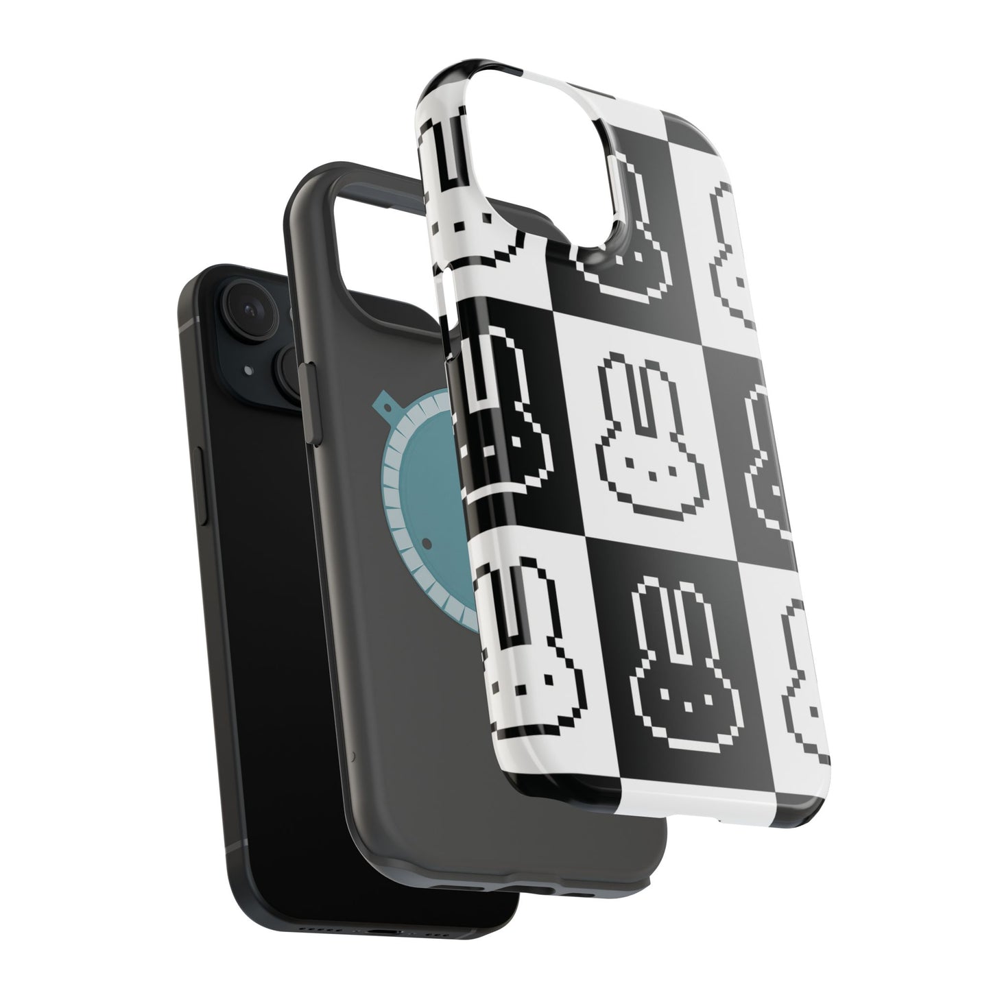 Black and White Retro Bunny MagSafe iPhone Case