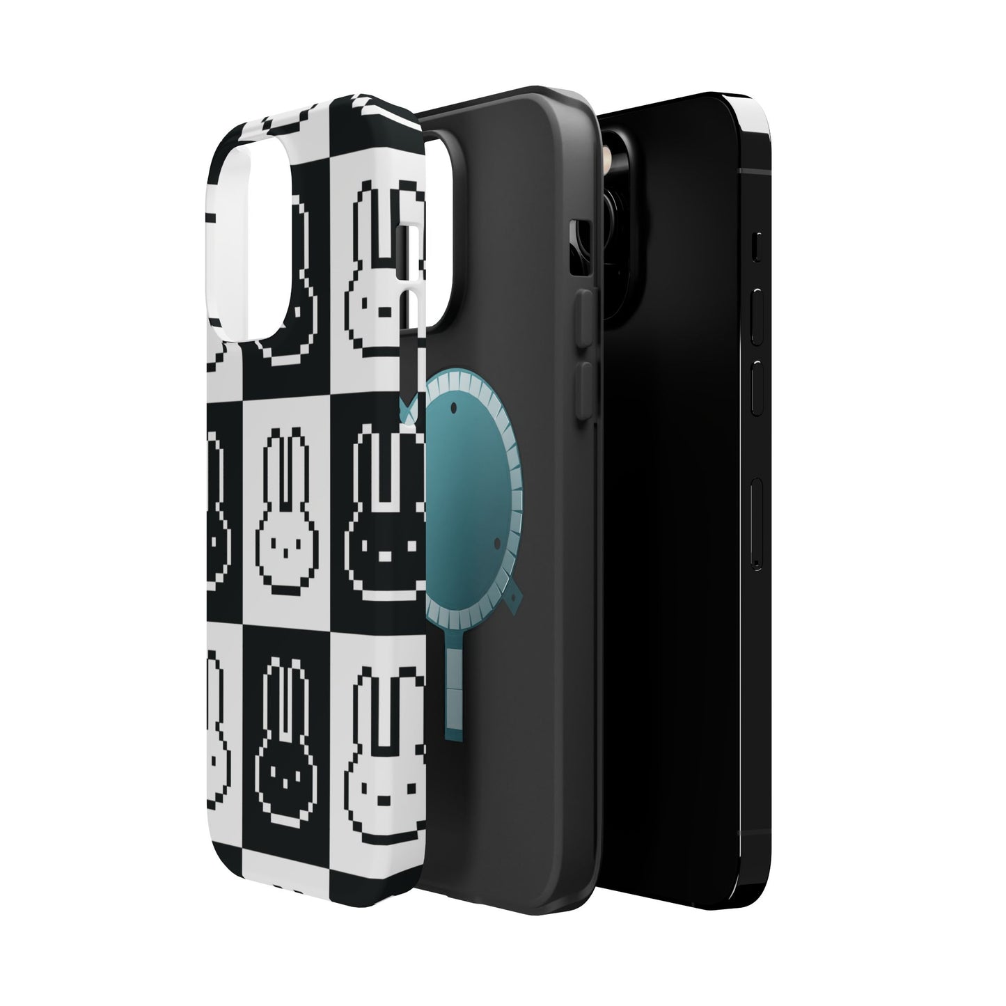 Black and White Retro Bunny MagSafe iPhone Case