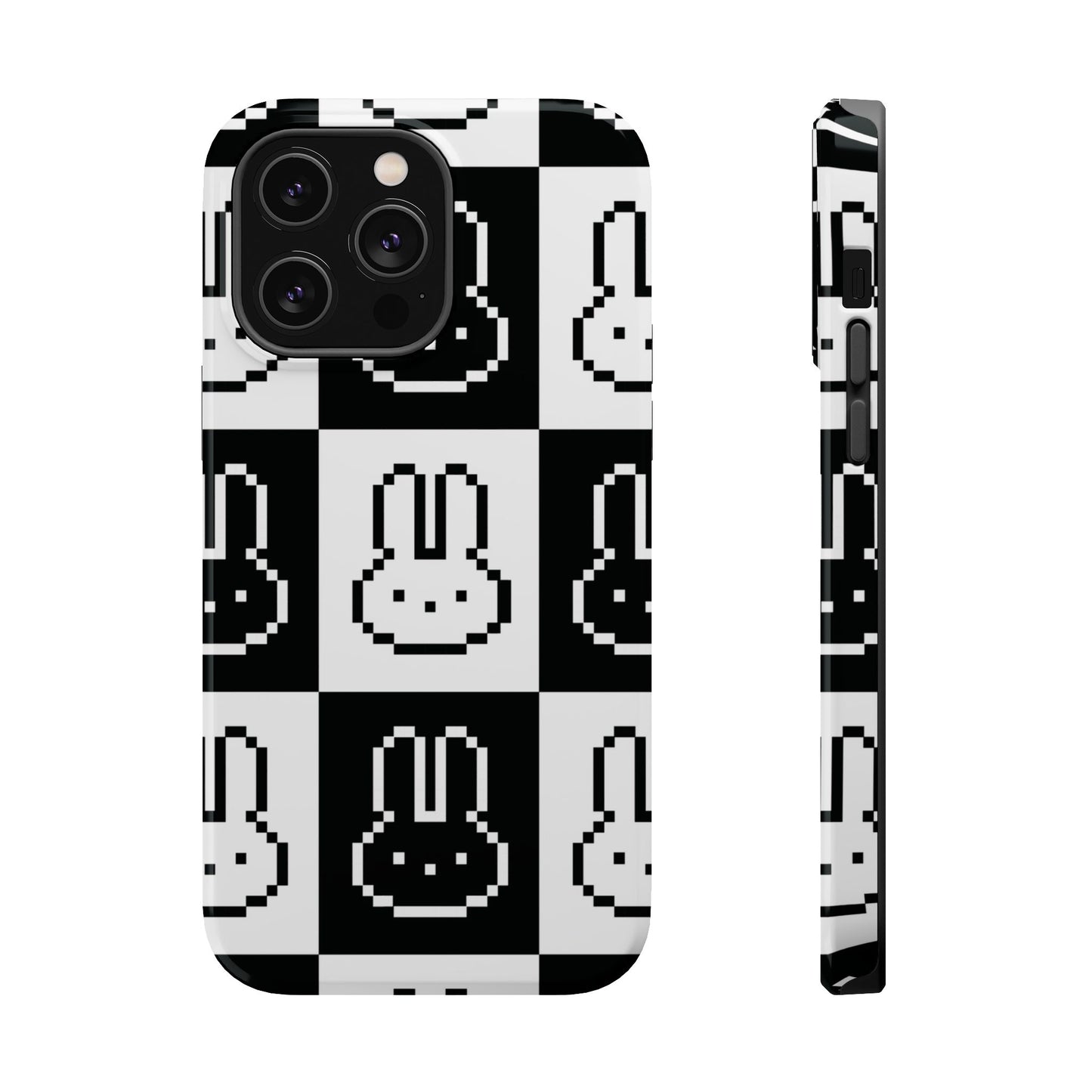 Black and White Retro Bunny MagSafe iPhone Case