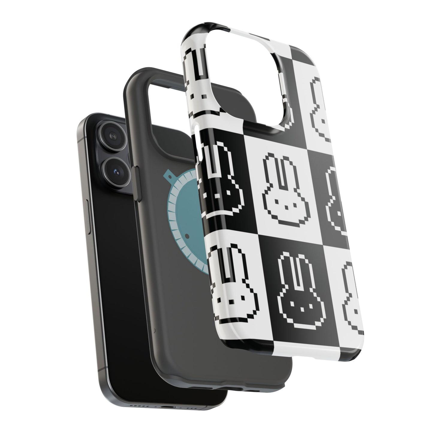 Black and White Retro Bunny MagSafe iPhone Case
