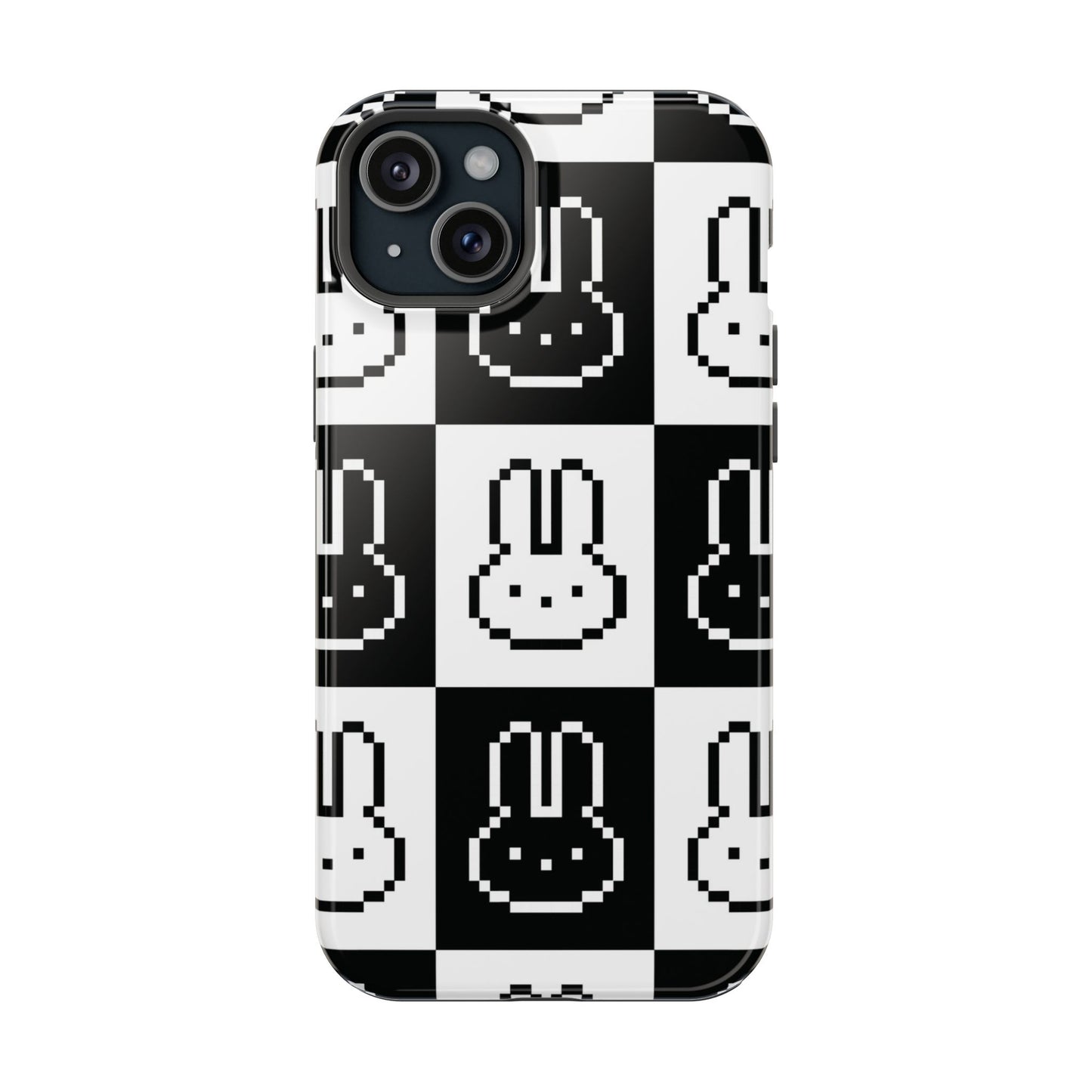 Black and White Retro Bunny MagSafe iPhone Case