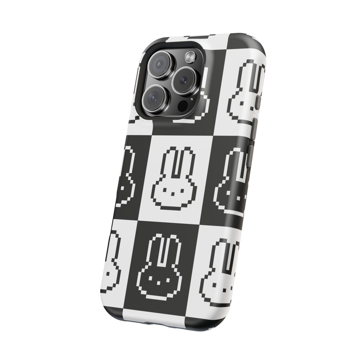 Black and White Retro Bunny MagSafe iPhone Case