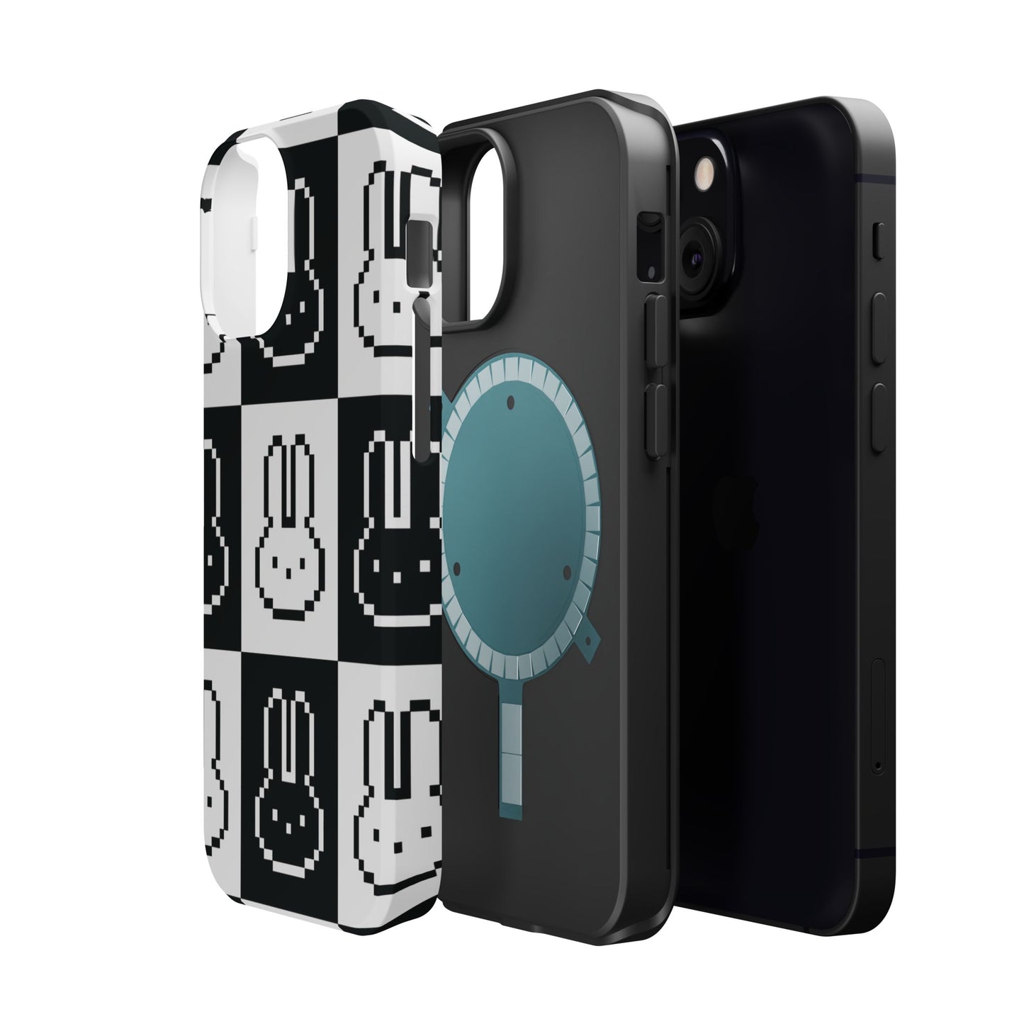 Black and White Retro Bunny MagSafe iPhone Case