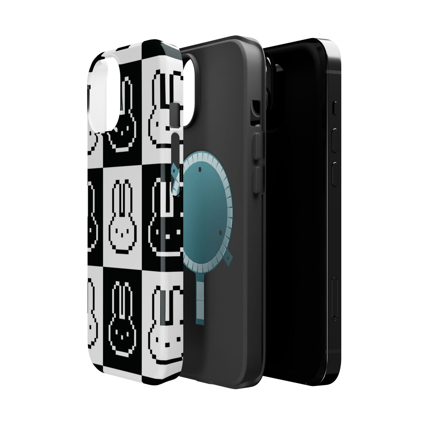 Black and White Retro Bunny MagSafe iPhone Case