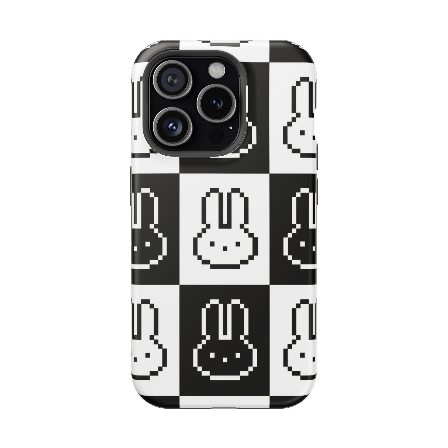 Black and White Retro Bunny MagSafe iPhone Case