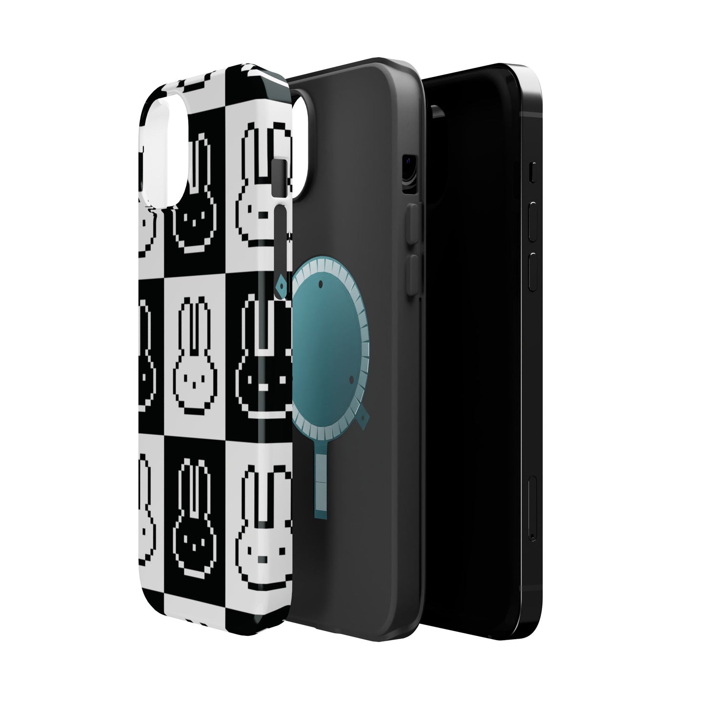 Black and White Retro Bunny MagSafe iPhone Case