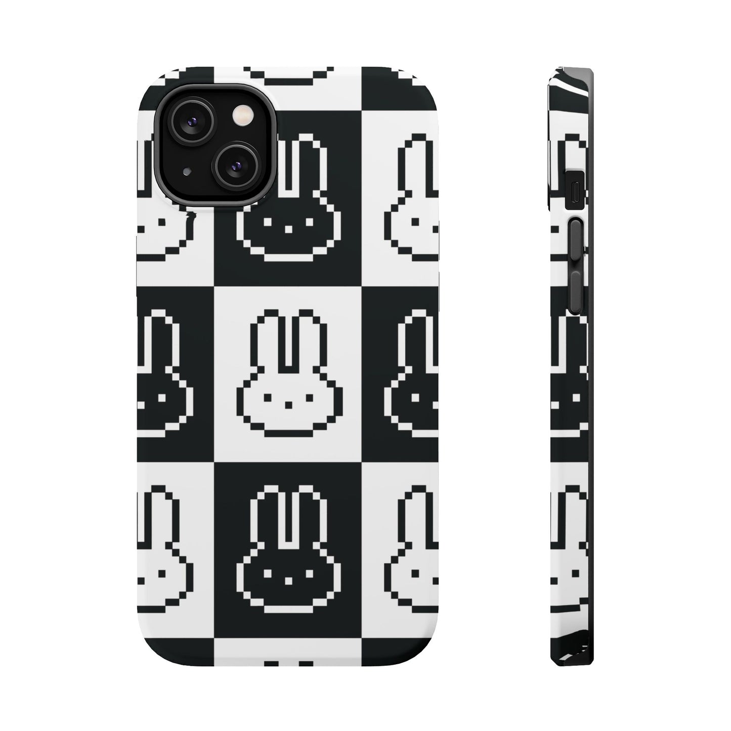 Black and White Retro Bunny MagSafe iPhone Case