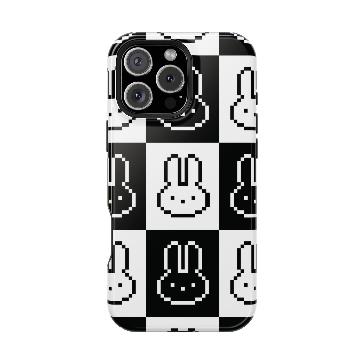 Black and White Retro Bunny MagSafe iPhone Case