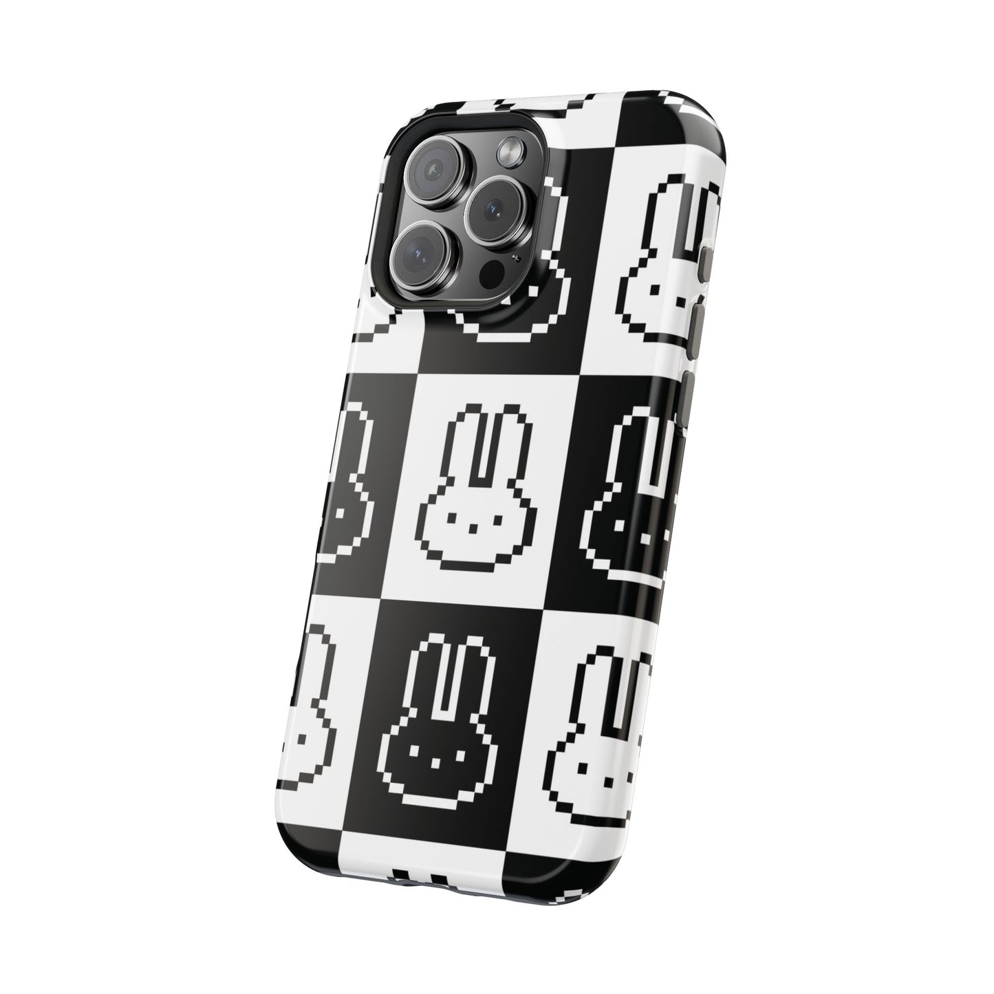 Black and White Retro Bunny MagSafe iPhone Case