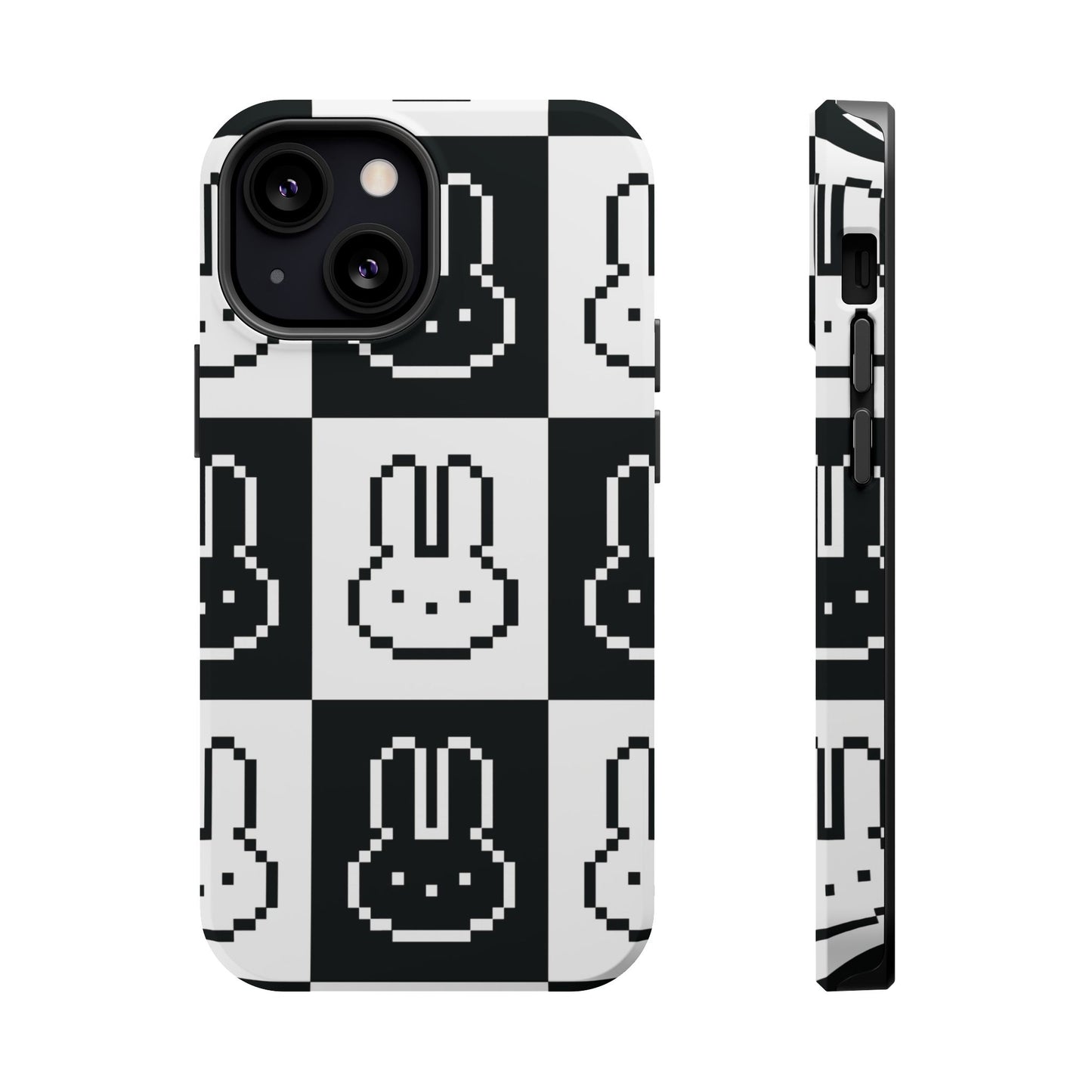 Black and White Retro Bunny MagSafe iPhone Case