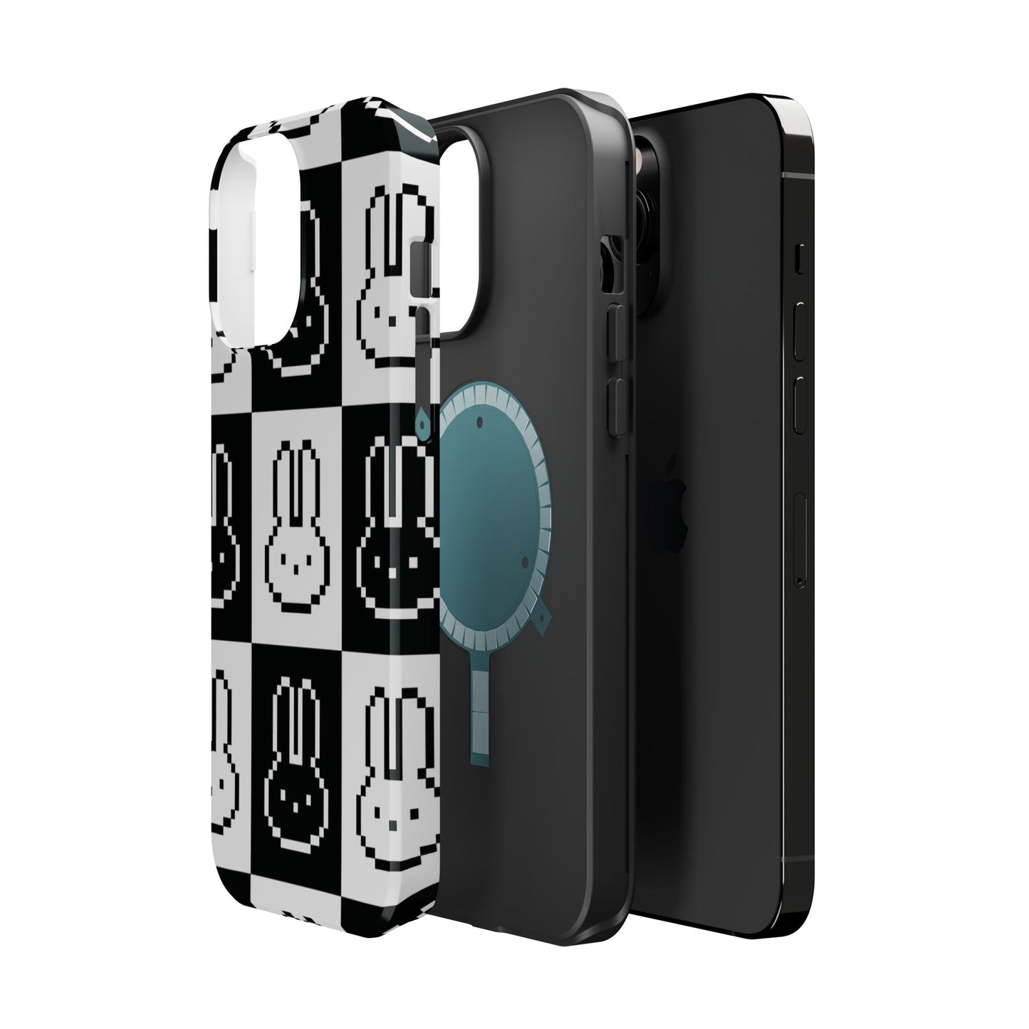 Black and White Retro Bunny MagSafe iPhone Case