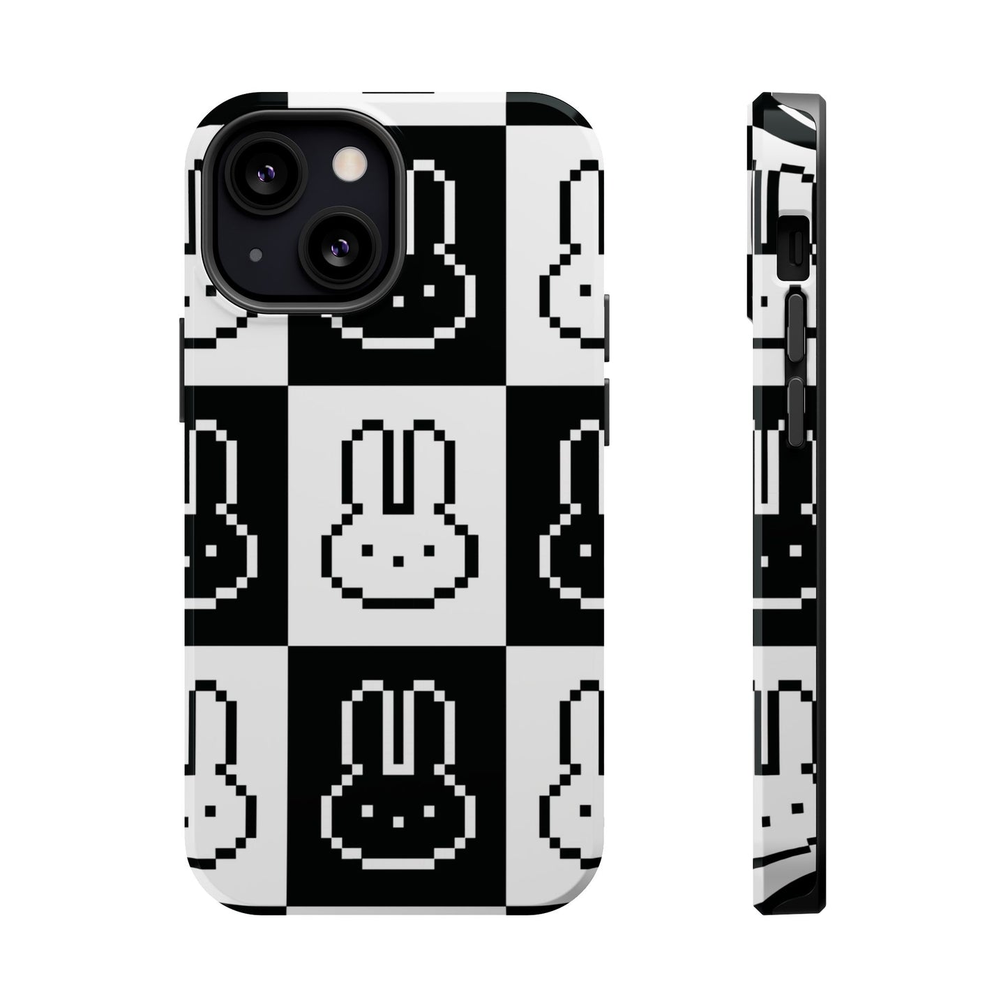 Black and White Retro Bunny MagSafe iPhone Case