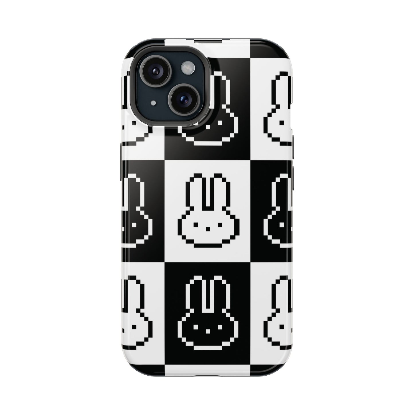 Black and White Retro Bunny MagSafe iPhone Case