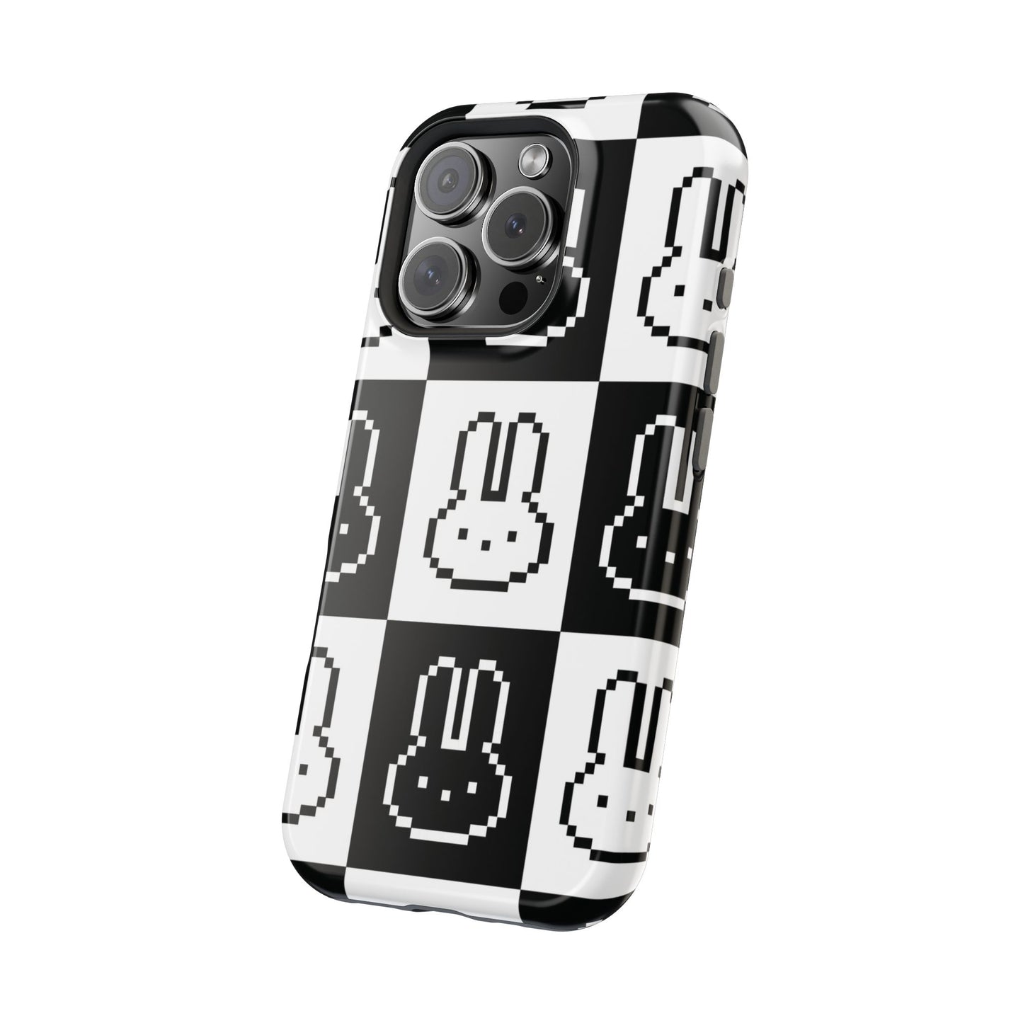 Black and White Retro Bunny MagSafe iPhone Case
