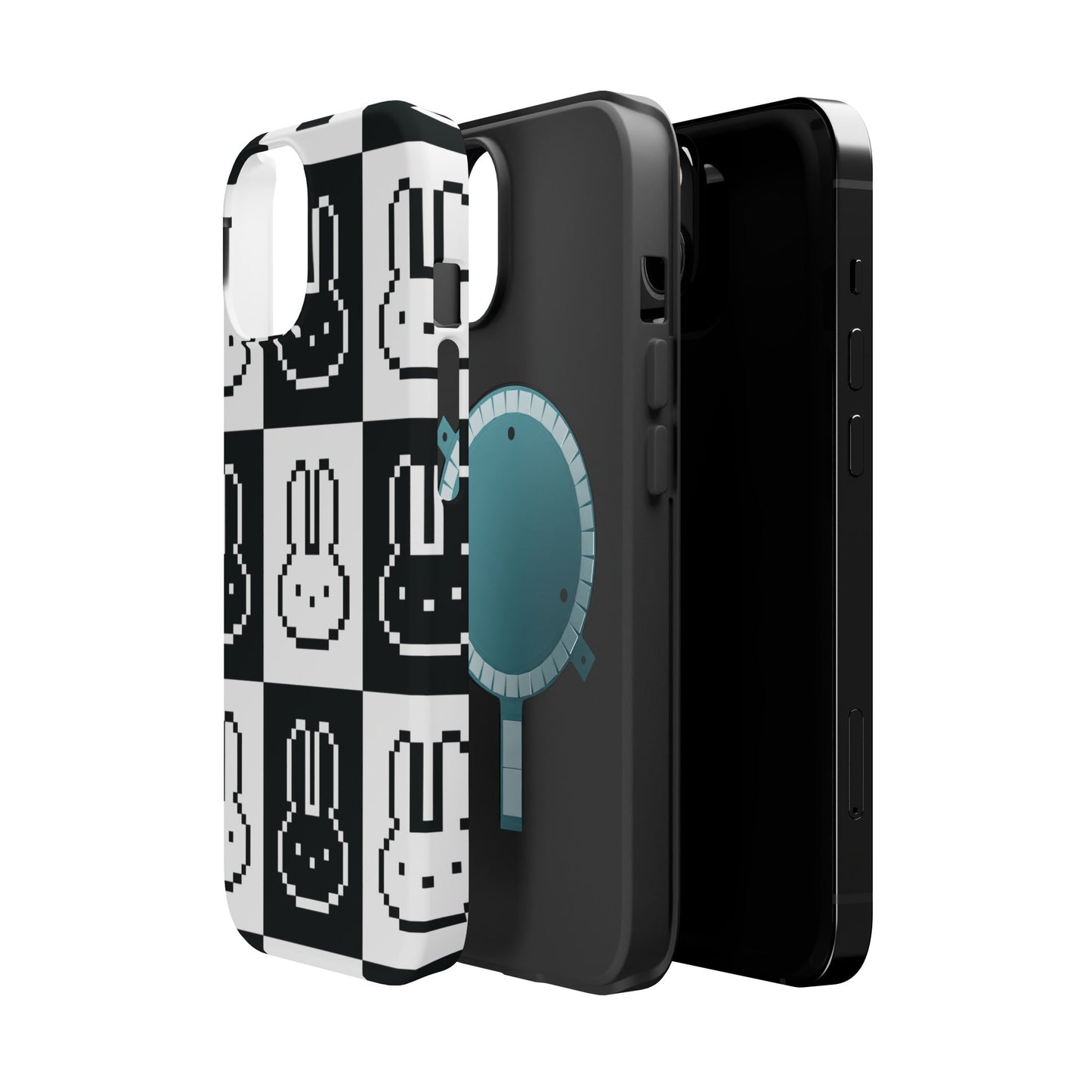 Black and White Retro Bunny MagSafe iPhone Case