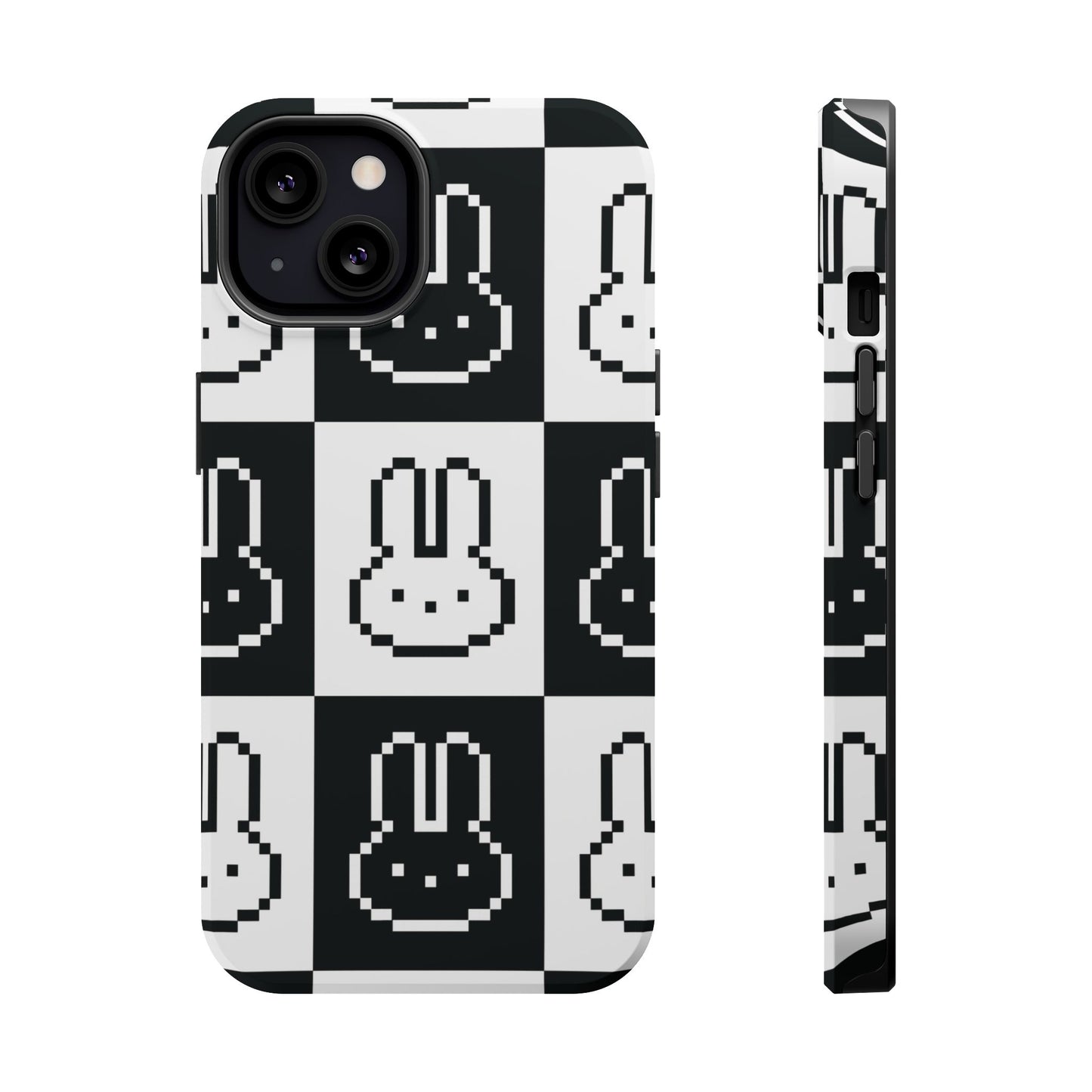 Black and White Retro Bunny MagSafe iPhone Case