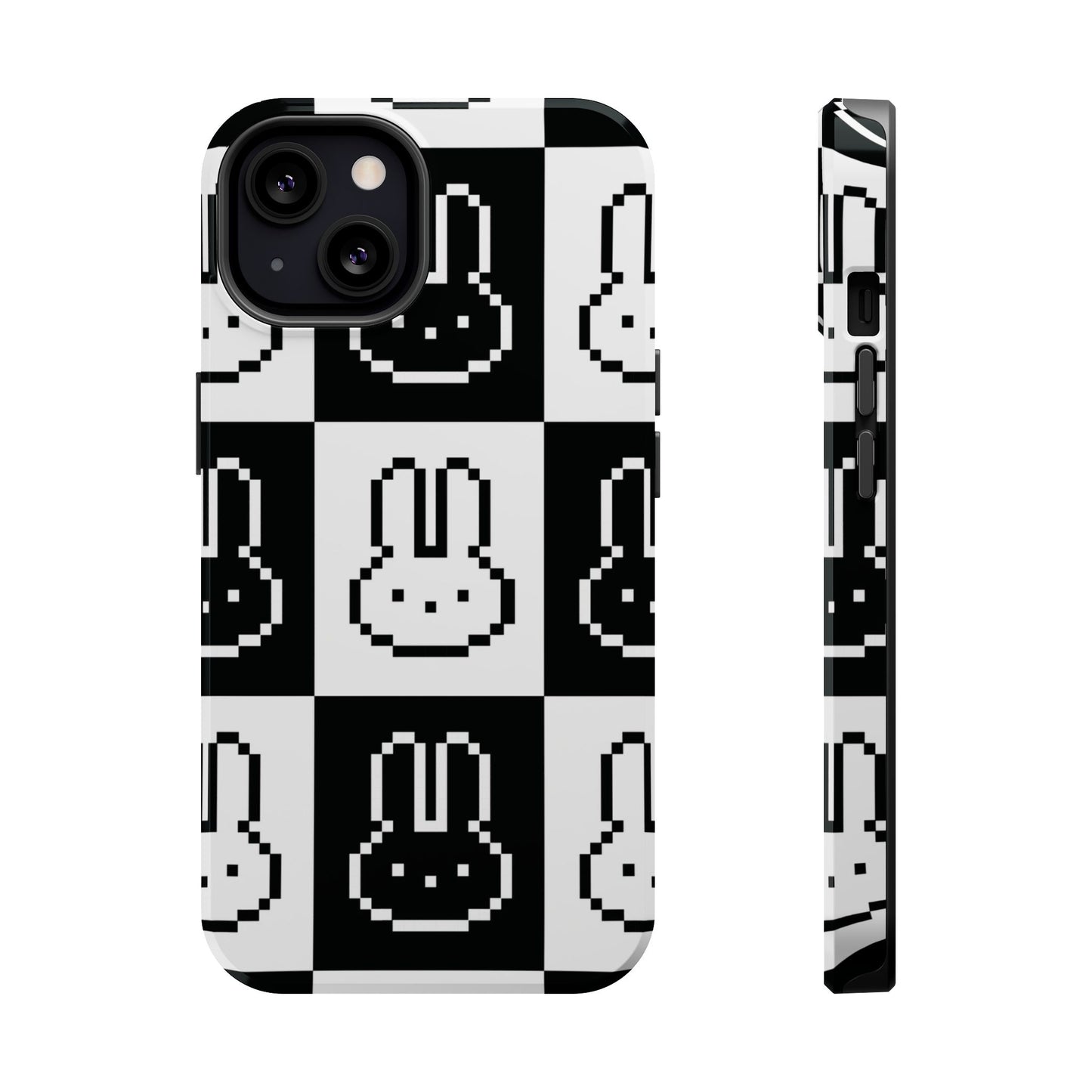 Black and White Retro Bunny MagSafe iPhone Case