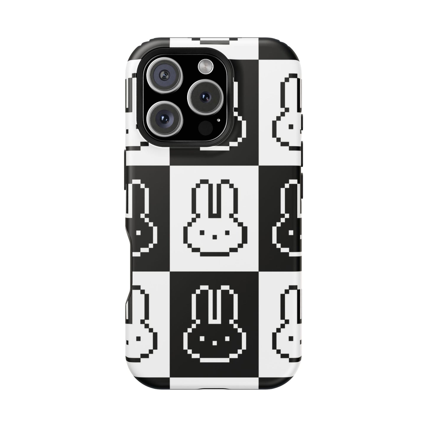 Black and White Retro Bunny MagSafe iPhone Case