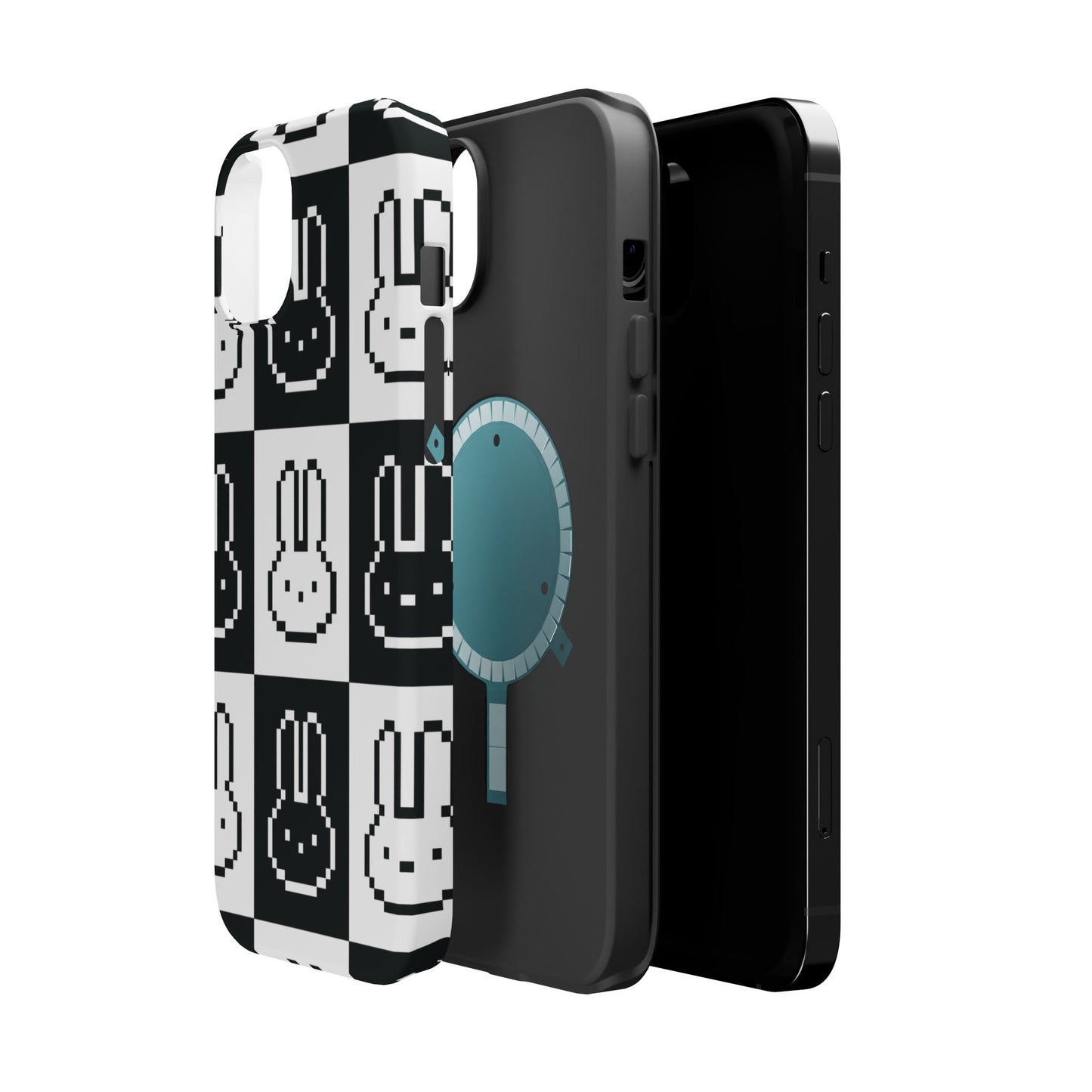 Black and White Retro Bunny MagSafe iPhone Case