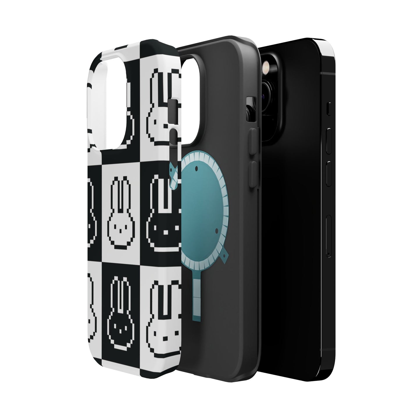 Black and White Retro Bunny MagSafe iPhone Case