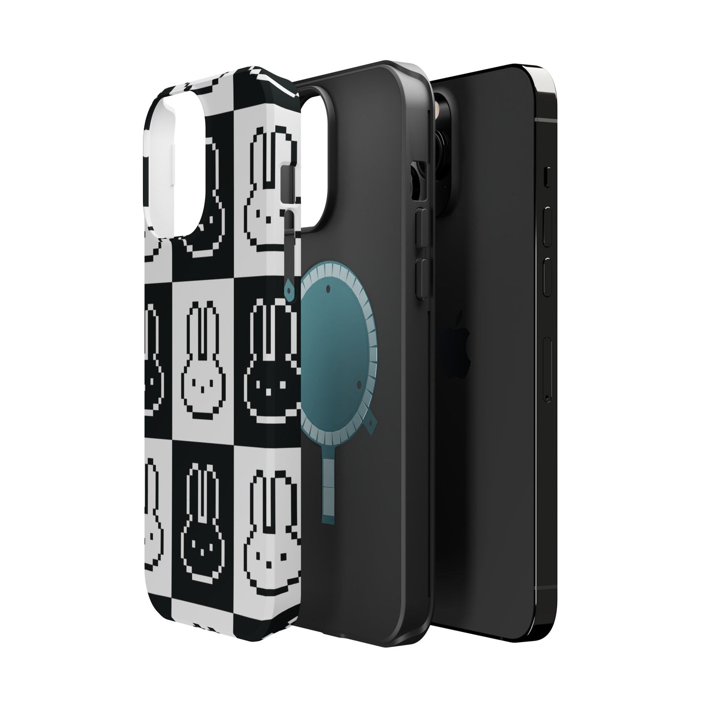 Black and White Retro Bunny MagSafe iPhone Case