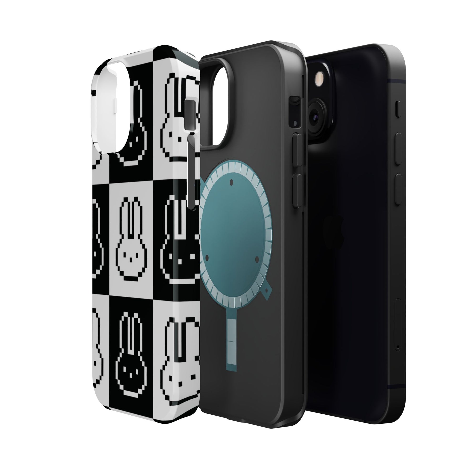 Black and White Retro Bunny MagSafe iPhone Case