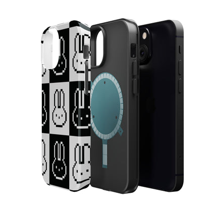 Black and White Retro Bunny MagSafe iPhone Case