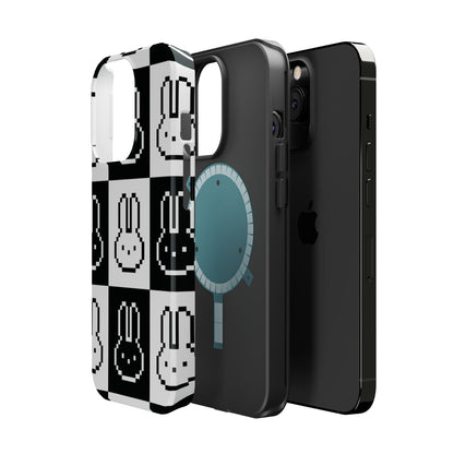 Black and White Retro Bunny MagSafe iPhone Case