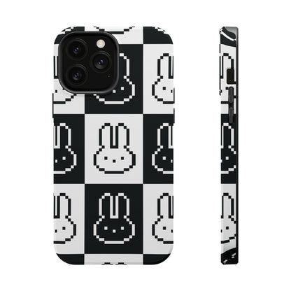 Black and White Retro Bunny MagSafe iPhone Case