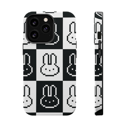 Black and White Retro Bunny MagSafe iPhone Case