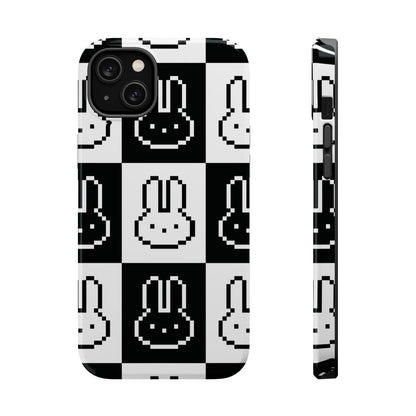 Black and White Retro Bunny MagSafe iPhone Case